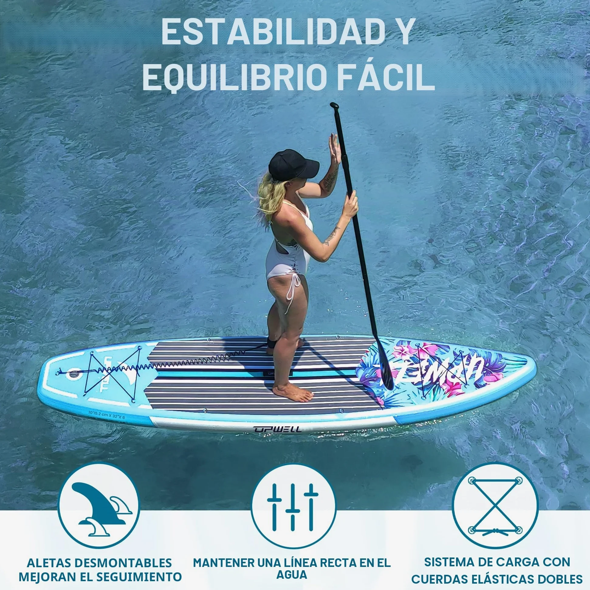UPWELL 320 cm/335 cm Stand Up Paddle Board Sup inflable con sup Accesorios incluidos asiento para kayak, mochila, remo 2 en 1, correa, bomba de mano, aletas