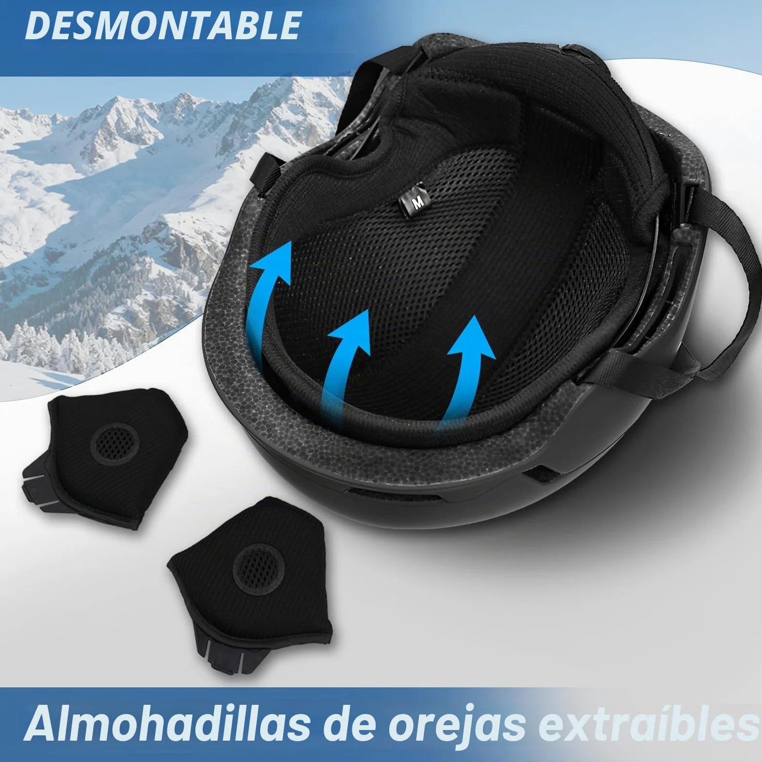 VCOROS Casco de Esquí Kit con Gafas de Esquí Capucha DXH816 para Esquí | Casco de Snowboard mit Orejeras Extraíbles para Hombre Mujer Talla Ajustable Transpirable UV Sistema de Ventilac