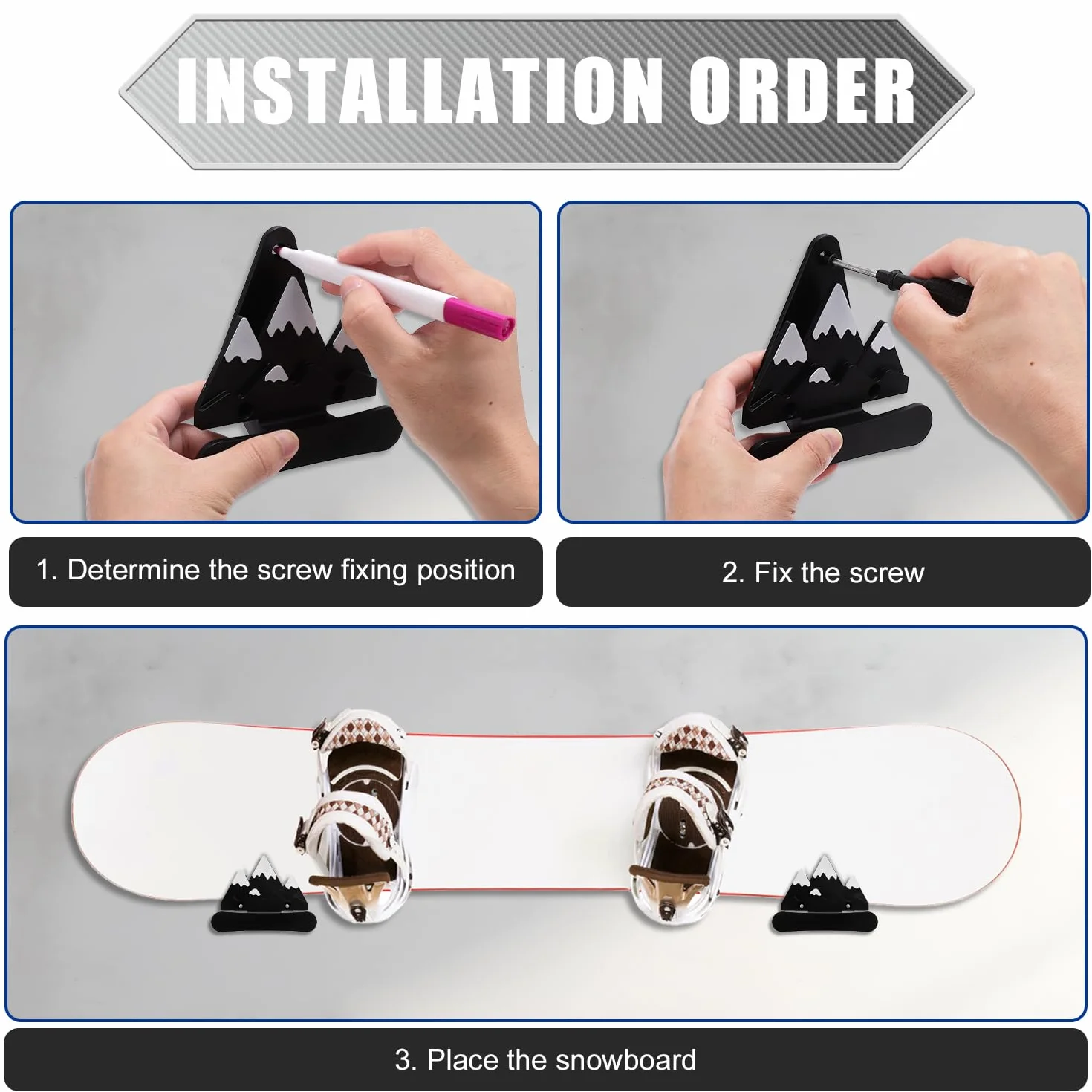 4 Piezas de Soporte Tabla de Snowboard, Soporte de Pared para Tablas de Snowboard con Ganchos Soporte de Pared para Almacenamiento de Tablas de Snowboard para Exhibición de Tablas de Snowboard