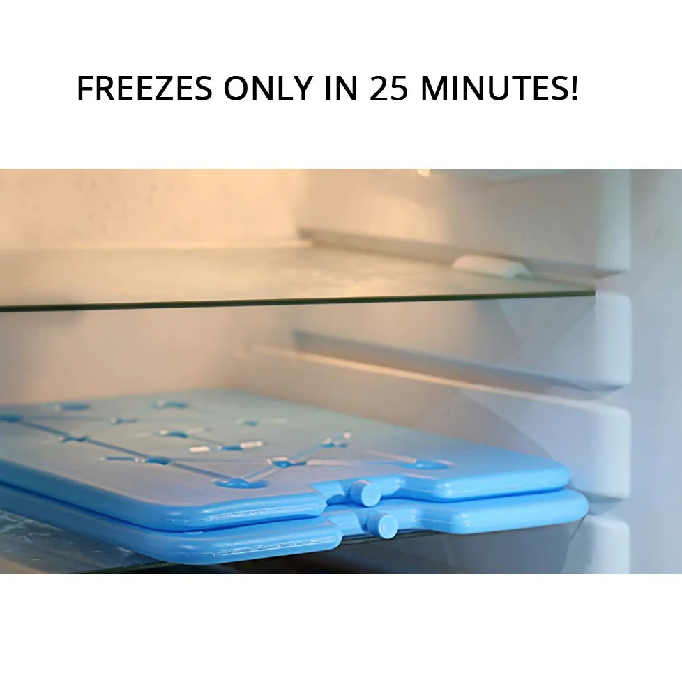 Paquetes de hielo grandes para enfriadores – 13 x 10 x 0.5 pulgadas – Hielo seco de larga duración y reutilizable, congelación rápida de 25 minutos, juego de 20