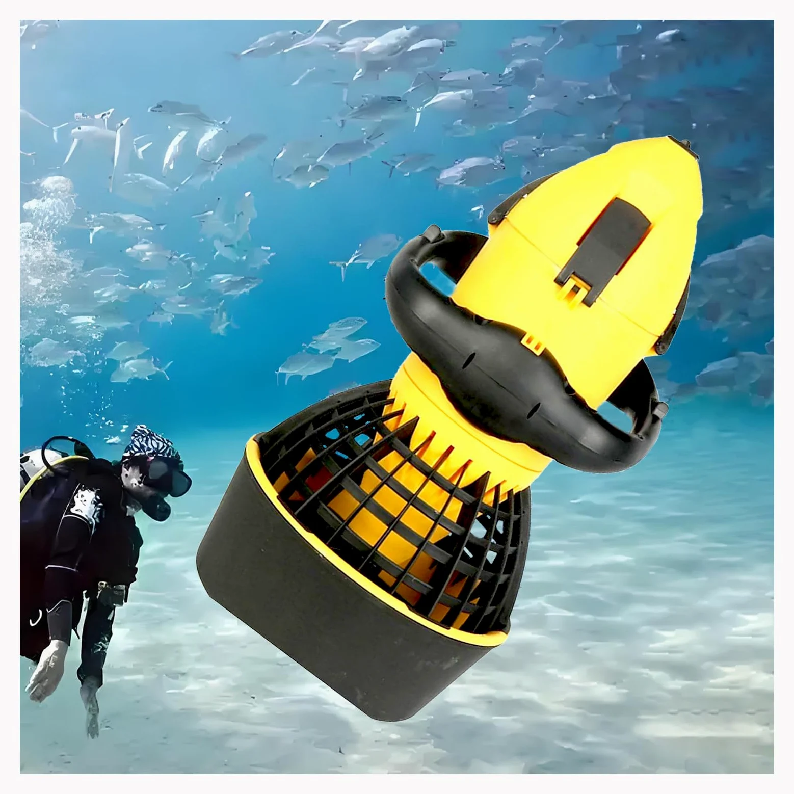 Sea Scooter - Impulsor de agua eléctrico para buceo, esnórquel, aventuras en la piscina, mango estable, batería de litio desmontable, motor sin escobillas