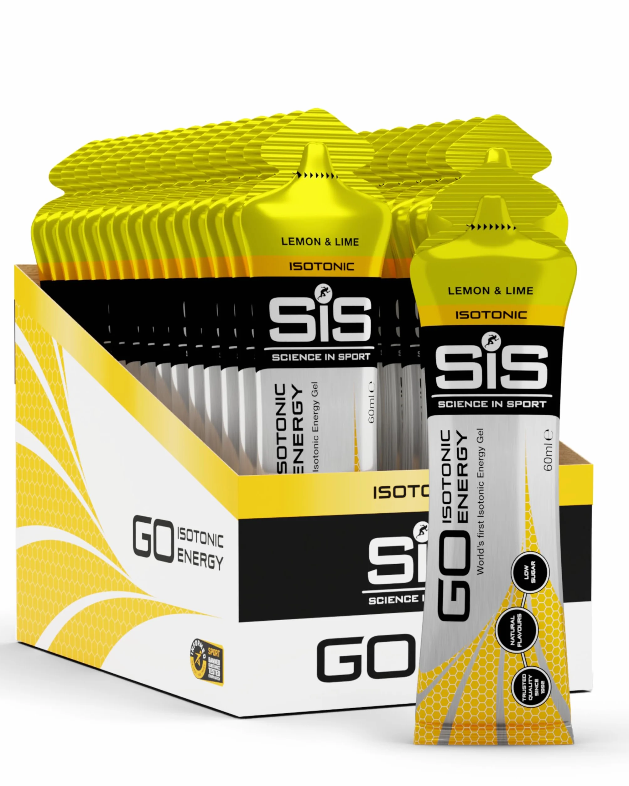 Science in Sport GO Isotonic Energy Gel 30x60ml Lima-Limón, Vegano, 22g Carbohidratos