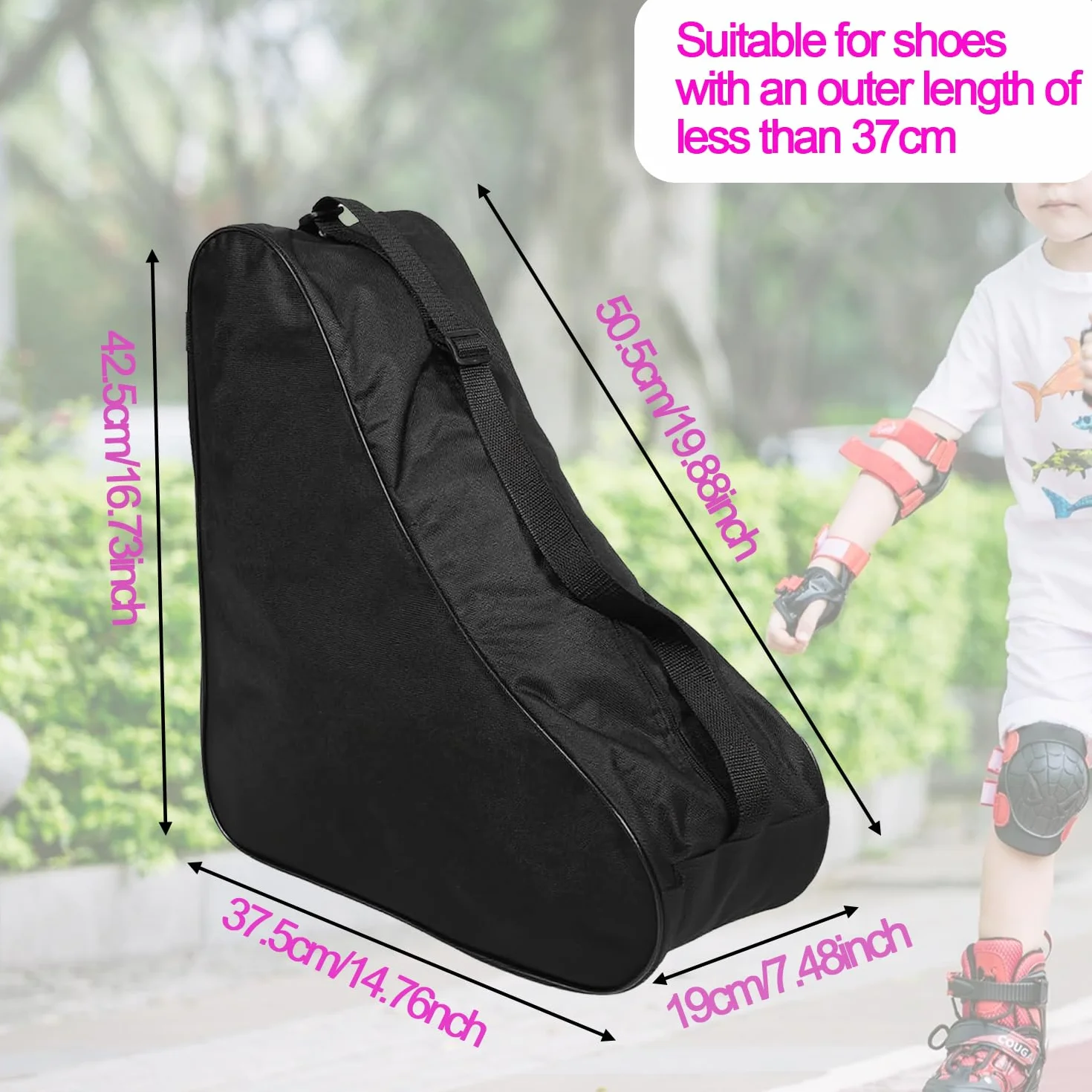 Bolsa de Patinaje de Ruedas Bolsa de Patinaje de Hielo Azul Tela Oxford Hidrófugo Bolsa para Patines 4 Ruedas Correa de Hombro Ajustable Bolsa Patines Línea