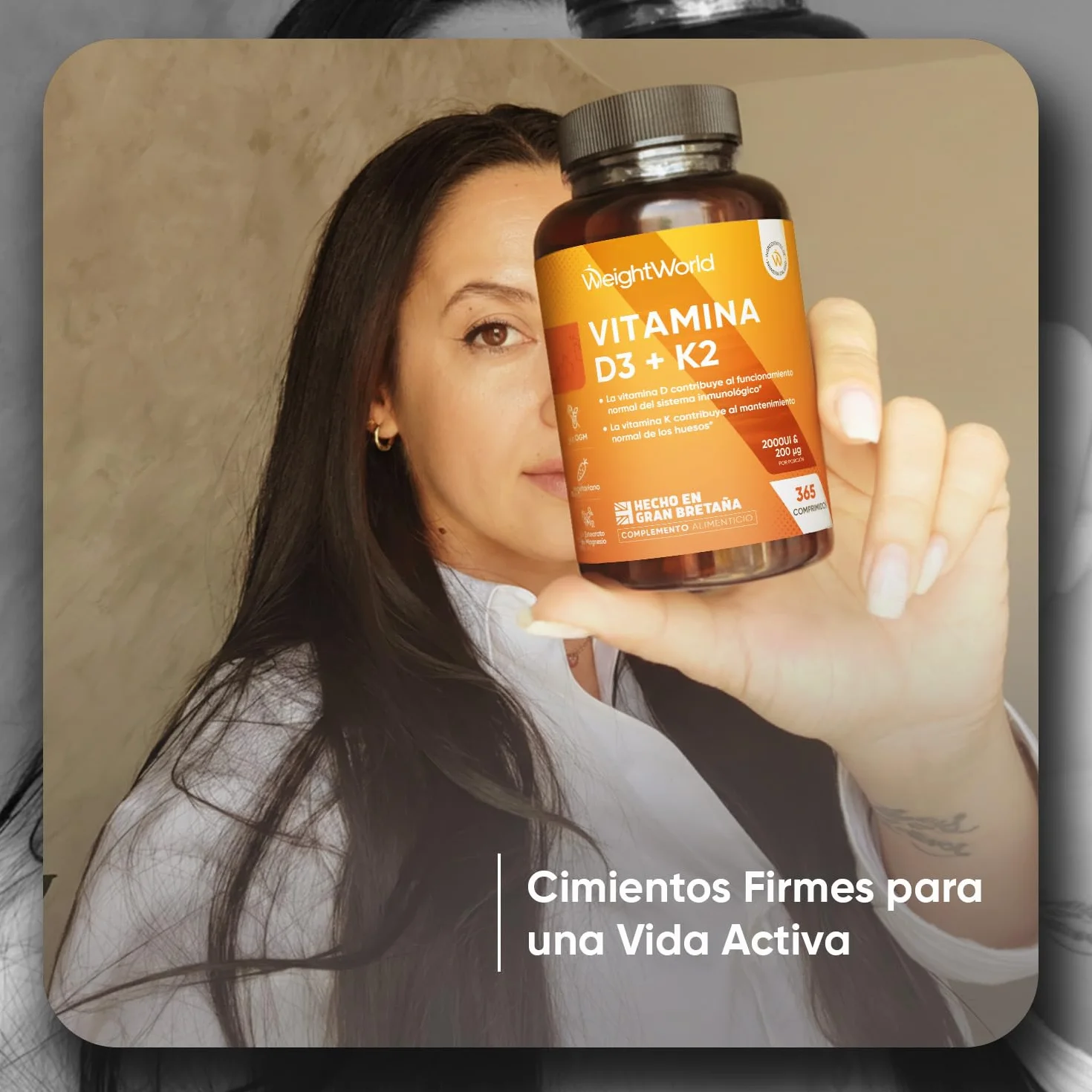 Vitamina D3 y K2 2000 UI + 200 µg - 365 Comprimidos - Vitamina D y MK7 - Vegetariano Sin OGM