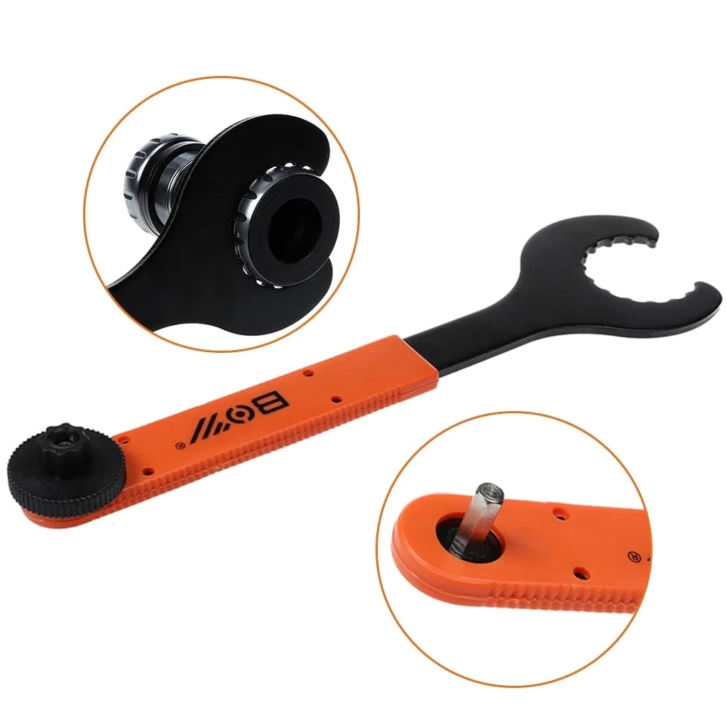 Llave de acero para pedalier de bicicleta, llave de anillo de bloqueo de bielas de 28,5 cm con herramienta de cubierta de manivela, para reparación integrada de pedalieres inferiores