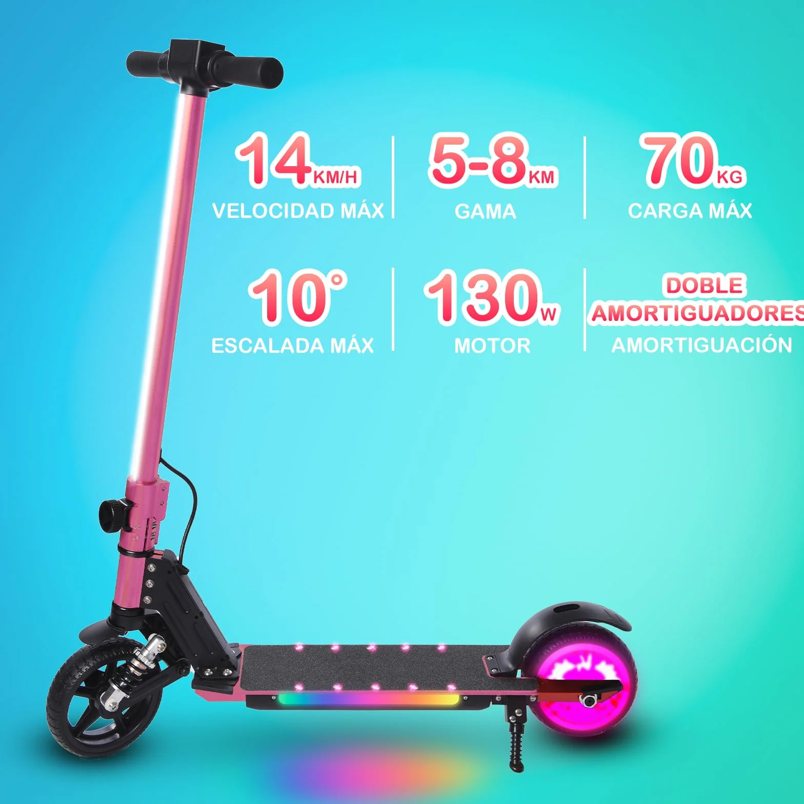 Patinete Eléctrico para niños,Plegable Niños 6 a 12 Años,Patinete Electrico Niño Pantalla LED,Patinetes Electricos Alcance de 5-8 KM,Patinete Niño Luces LED Coloridas