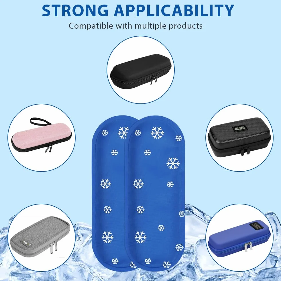 Bolsa de Gel Frio Reutilizable 2 PCS Nylon para Viajera, Estuche Medicamentos Diabetes y Refrigerador Insulina