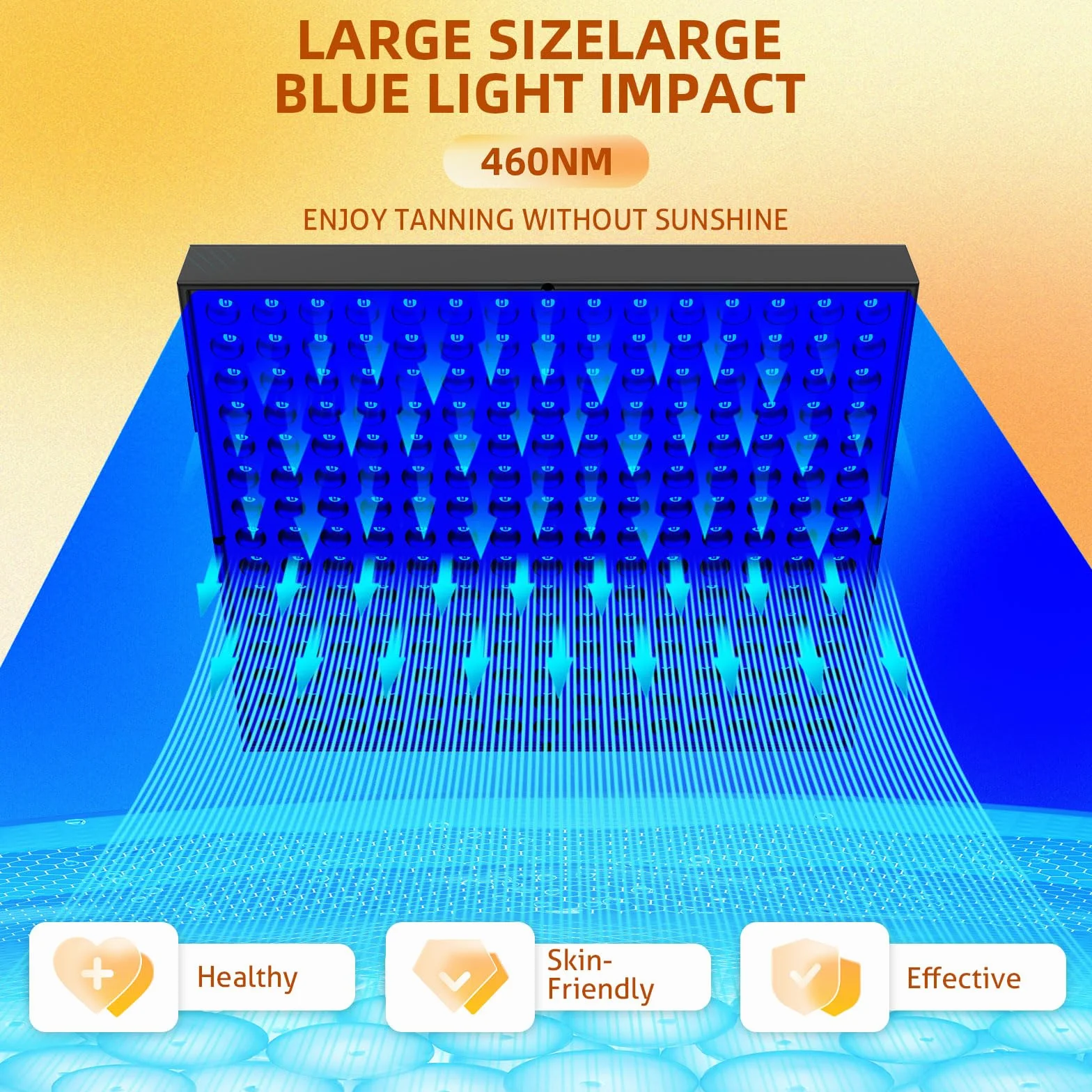 Lámpara de bronceado facial 460 NM 225 unidades soporte ajustable gancho colgante negro