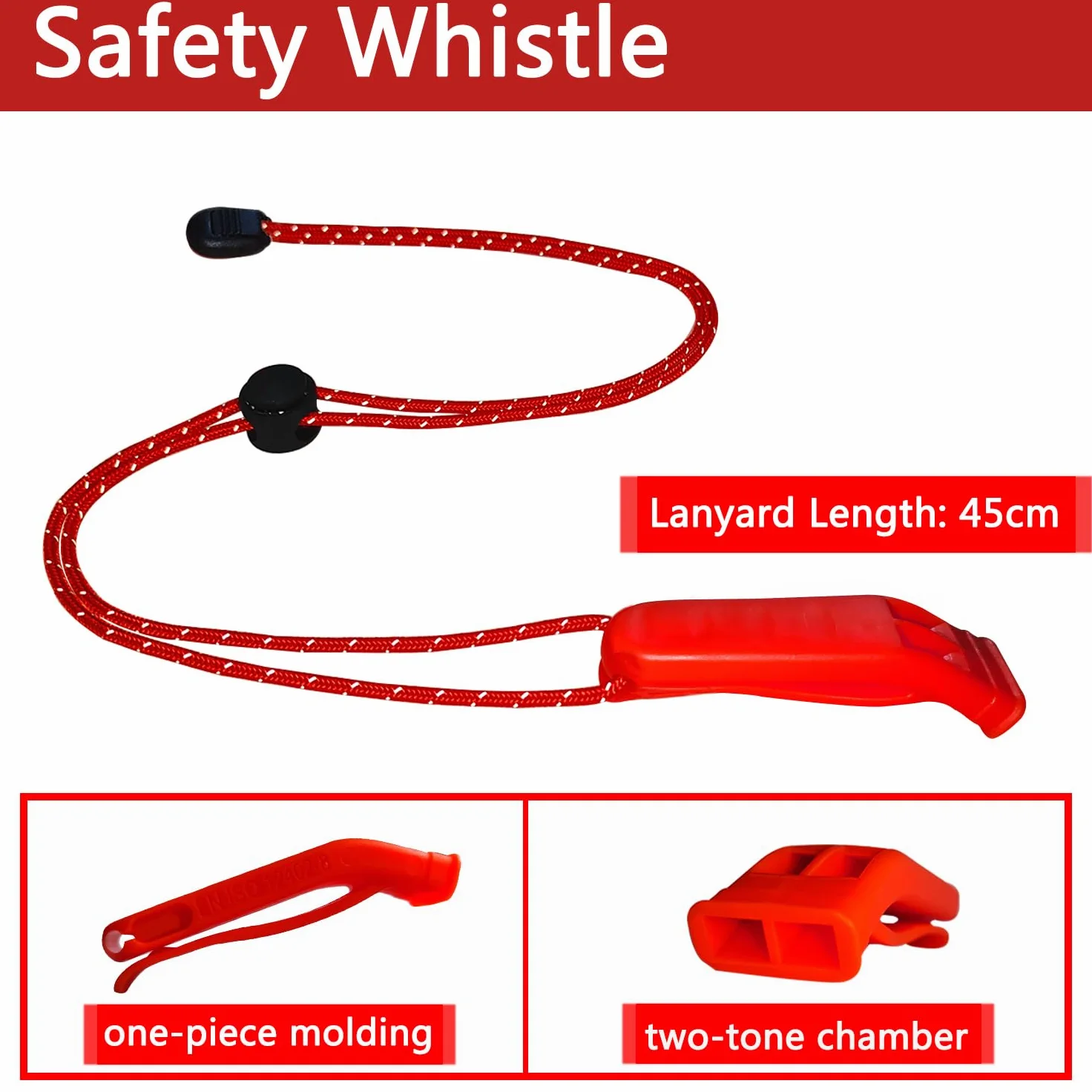 Amzonly Silbato de emergencia, silbato de seguridad de 120 db, para supervivencia, para camping, senderismo, caza, barco, pesca, chaleco salvavidas, señalización de rescate, para niños, color rojo,
