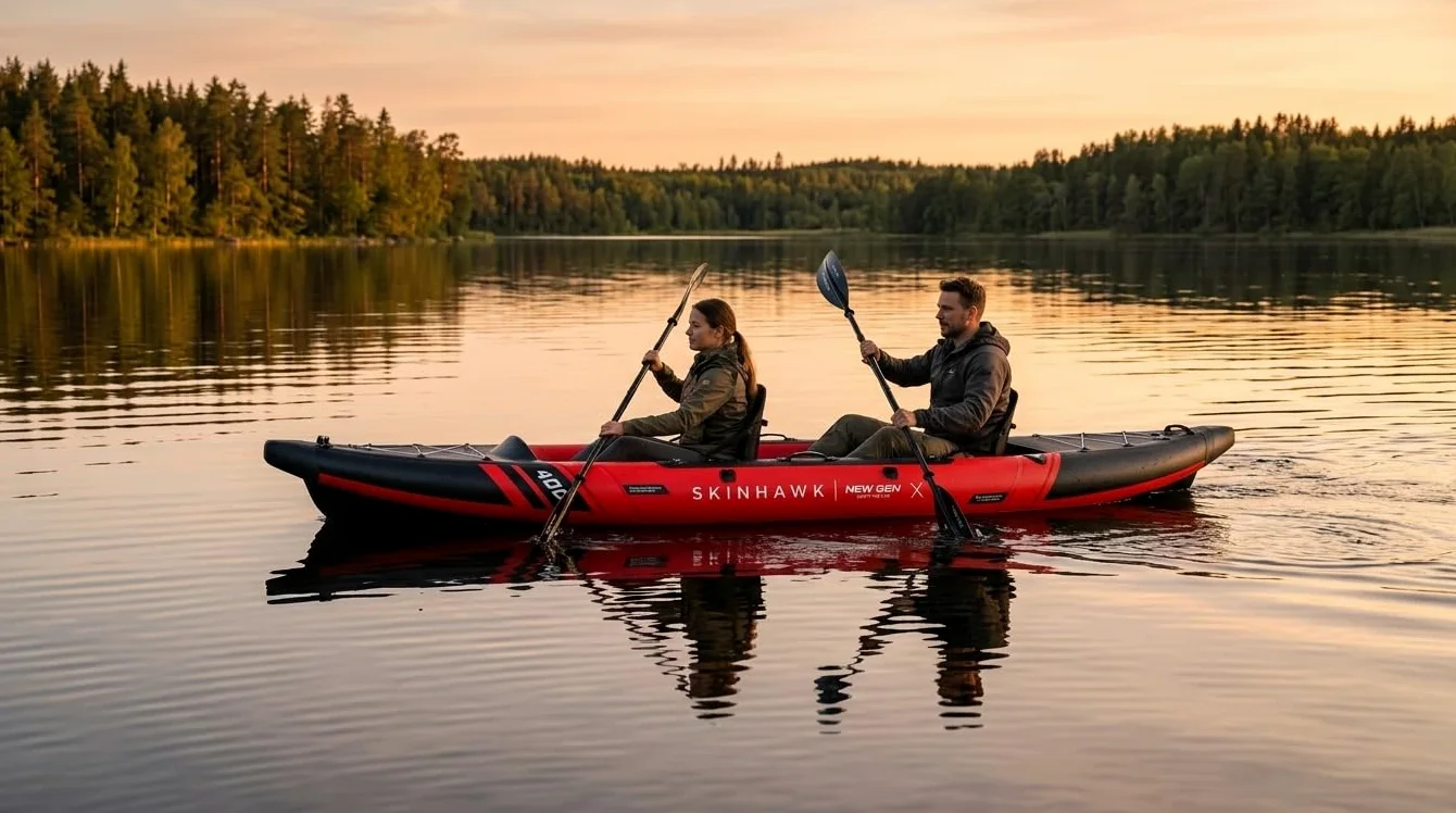 SKINHAWK Prestige Blue Kayak Set 400 – Barco inflable – Canoa – 400 x 96 cm – Kayak para 2 personas