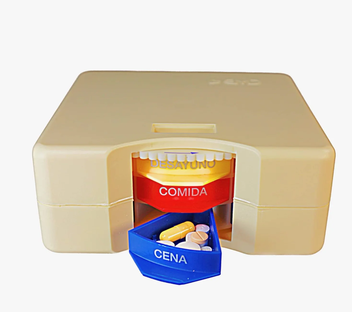 Pastillero Semanal Inteligente Sin Tapas Giro Rueda Organizador Medicamentos