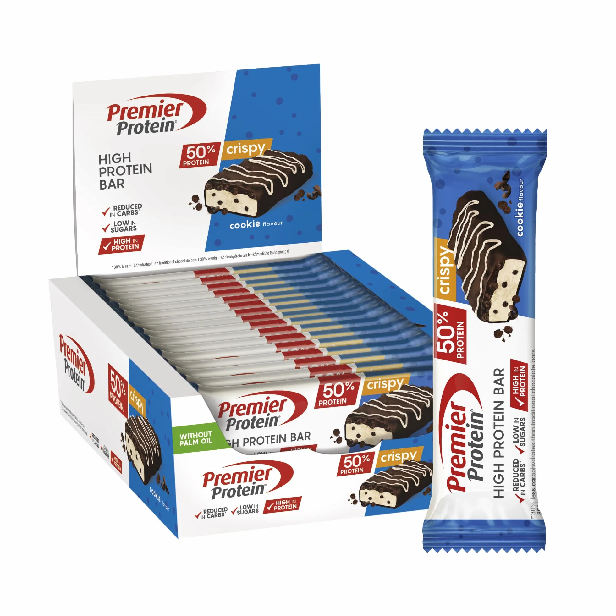 Premier Protein High Protein Bar 50%+Crispy Cookie 16x40g