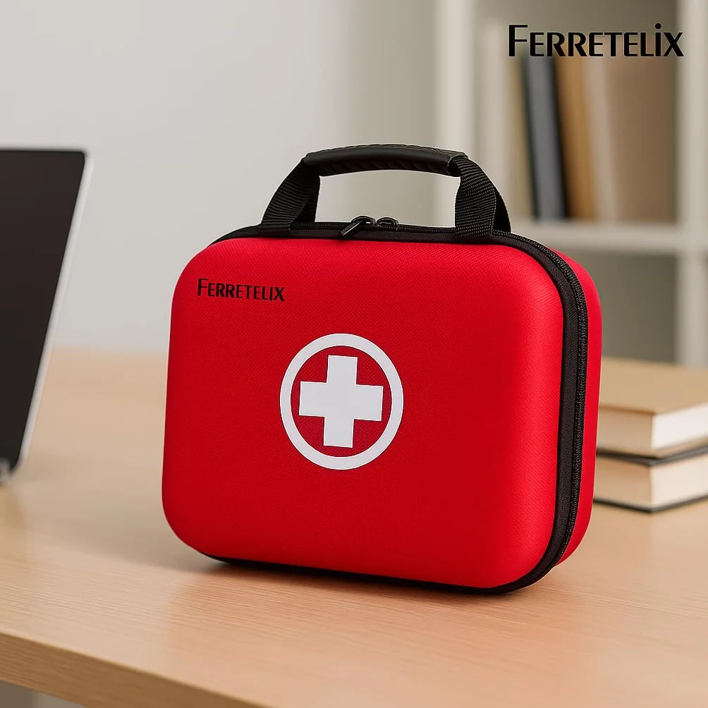 FERRETELIX® Botiquín primeros auxilios 25x20x8 cm Rojo