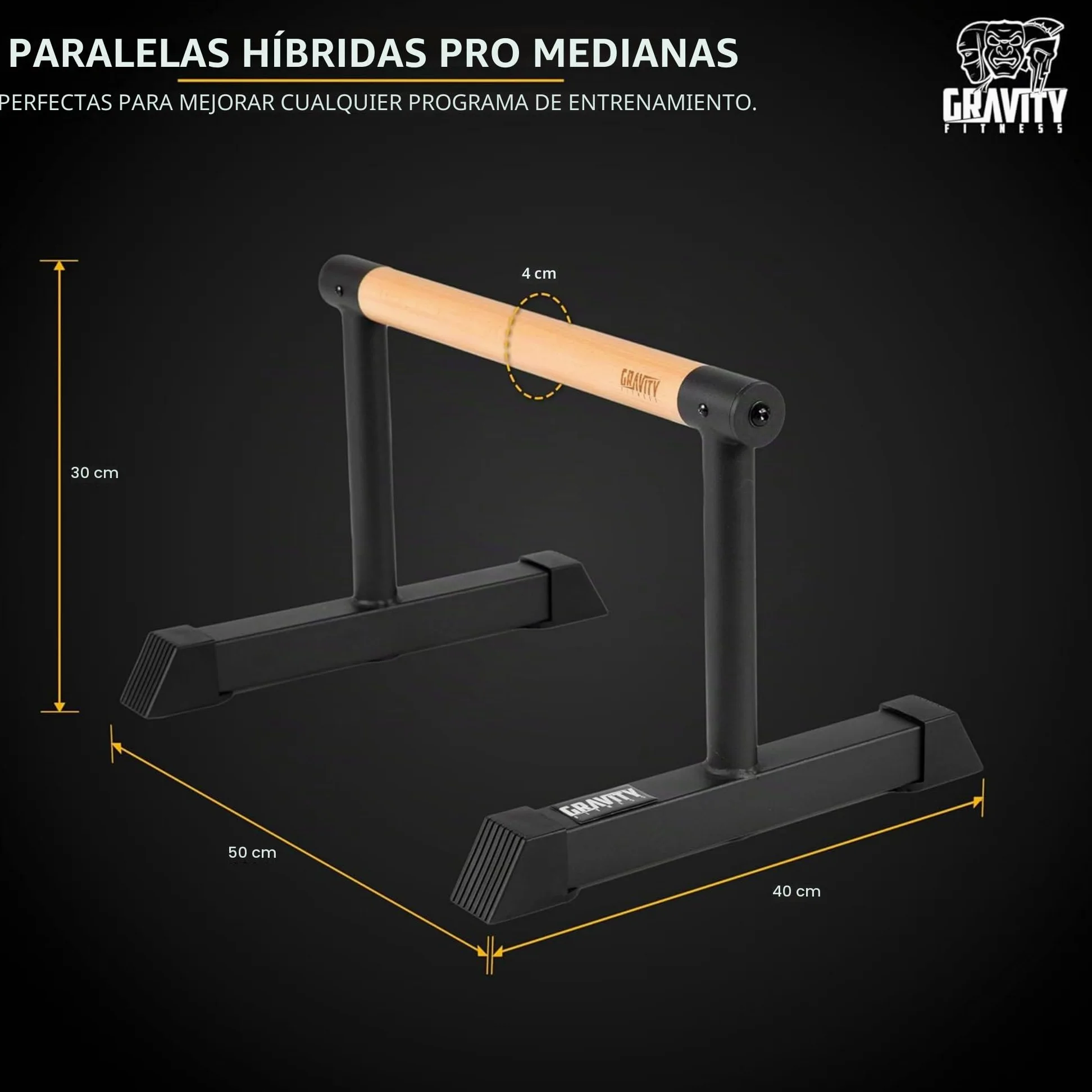 Gravity Fitness Parallettes - Nuevas asas de madera híbridas - Calistenia, Crossfit, uso doméstico y comercial