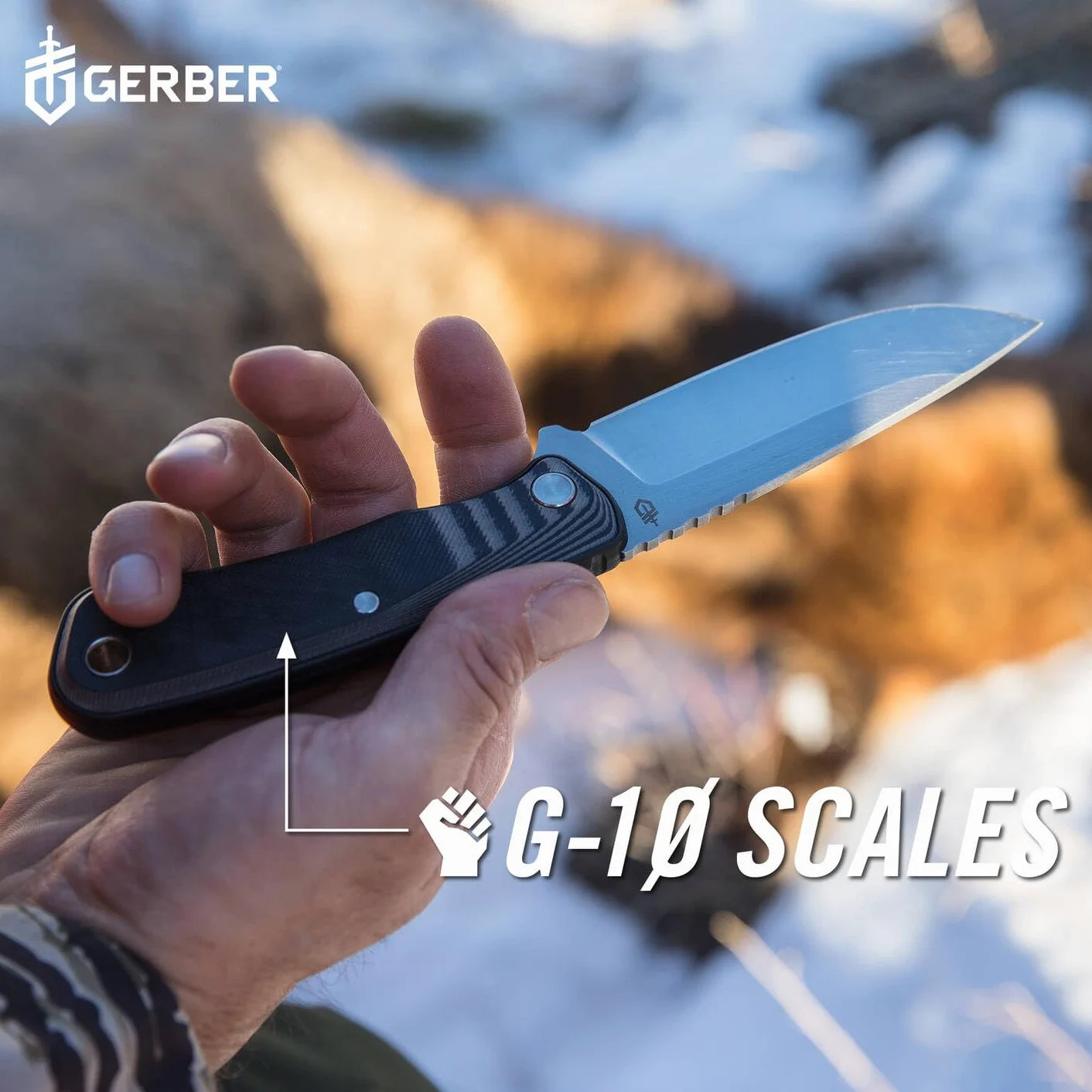 Gerber Cuchillo de supervivencia con funda Downwind Fixed DP, 10,8 cm, G10/7Cr17MoV, Negro