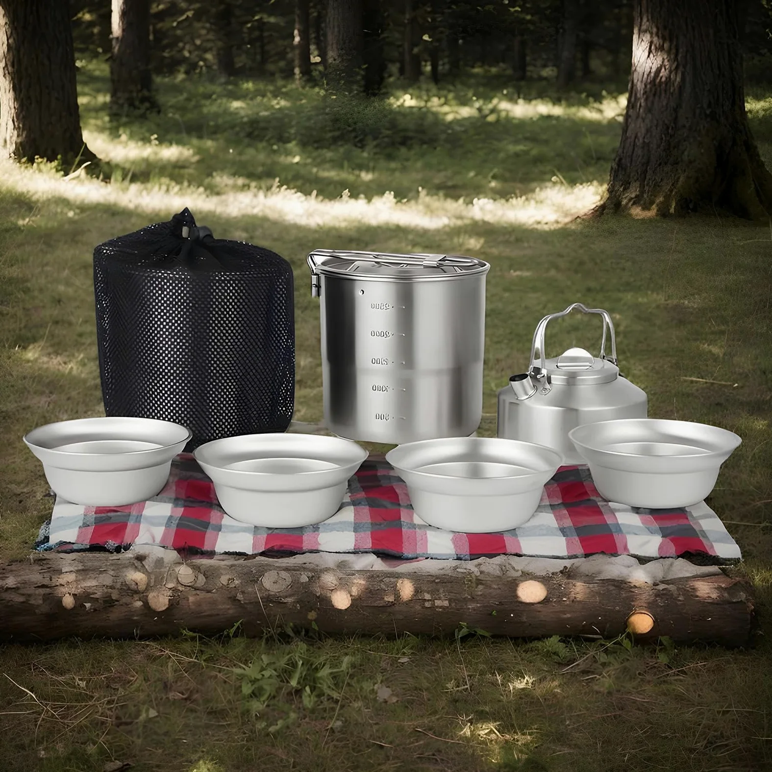 Juegos de Menaje para Camping Juego de Cocina para Fogata | Equipo de Supervivencia para Familia Jardín Senderismo Picnic Viaje