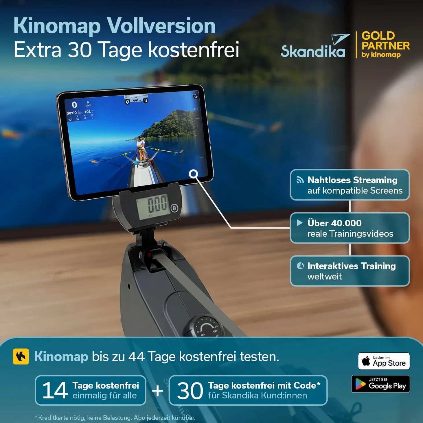 Skandika Máquina de Remo para casa Venn P5-M - Resistencia magnética - guía Larga - 16 Niveles - Bluetooth - Compatible con la aplicación Kinomap - hasta 135 kg
