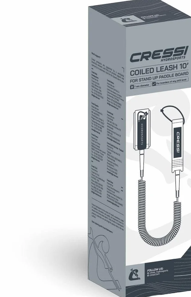 CRESSI Sup Coiled Leash 10 Pulgadas Correa de Tobillo 300 cm Gris Rojo