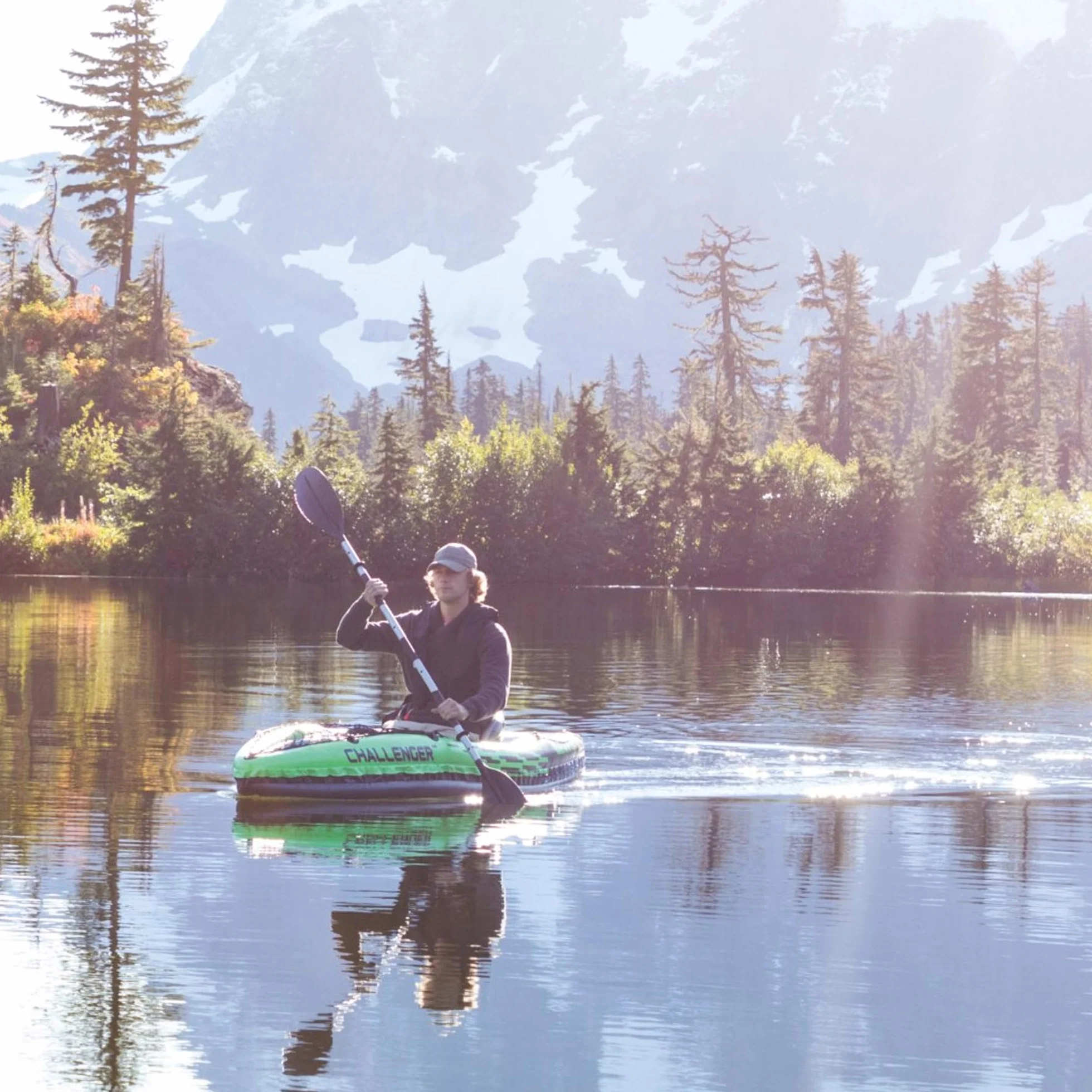 Intex Challenger Kayak, Man Inflatable Canoe with Aluminum Oars and Hand Pump