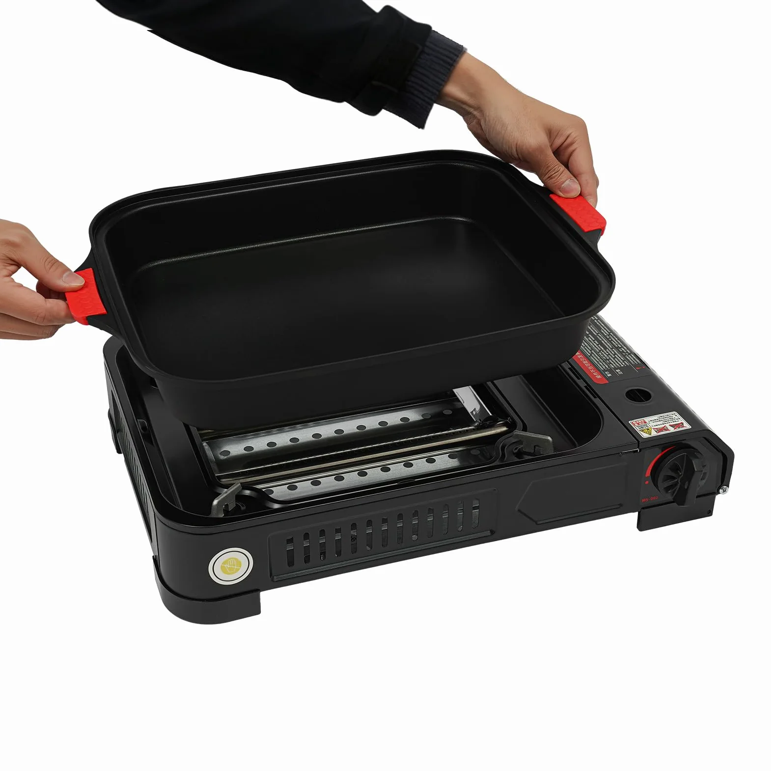 Barbacoa de gas de camping de 2100 W, hornillo de gas para camping, hornillo de gas portátil para exteriores, parrilla de mesa para exteriores, placa de calor integrada, sistema de encendido