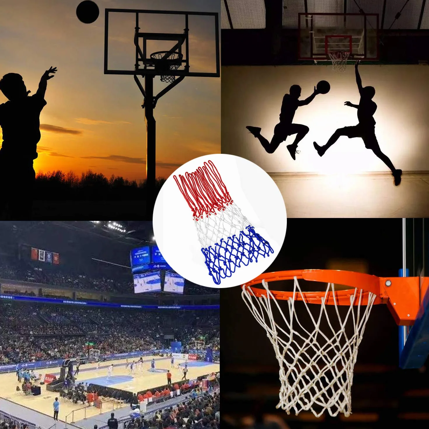 2 juegos de red de nailon de repuesto para baloncesto con 12 agujeros estándar para canasta de baloncesto para entrenamiento al aire libre