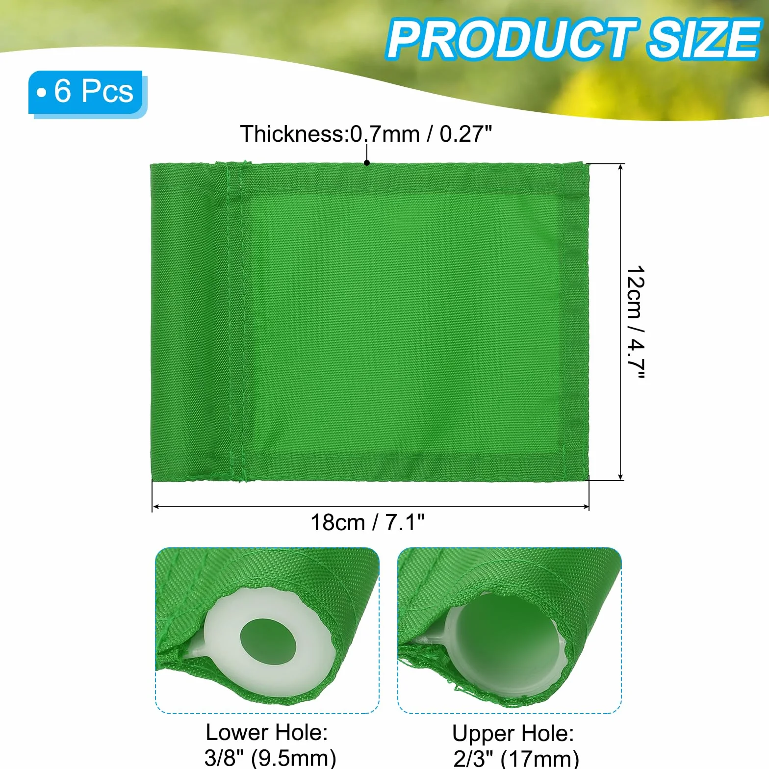 PATIKIL Banderín De Golf De 7 x 5 Pulgadas, 6 Piezas De 420D Nylon Mini Banderines Para Jardín Portátiles Con Tubo Insertado Para Exterior Interior Patio Trasero Jardín, Verde