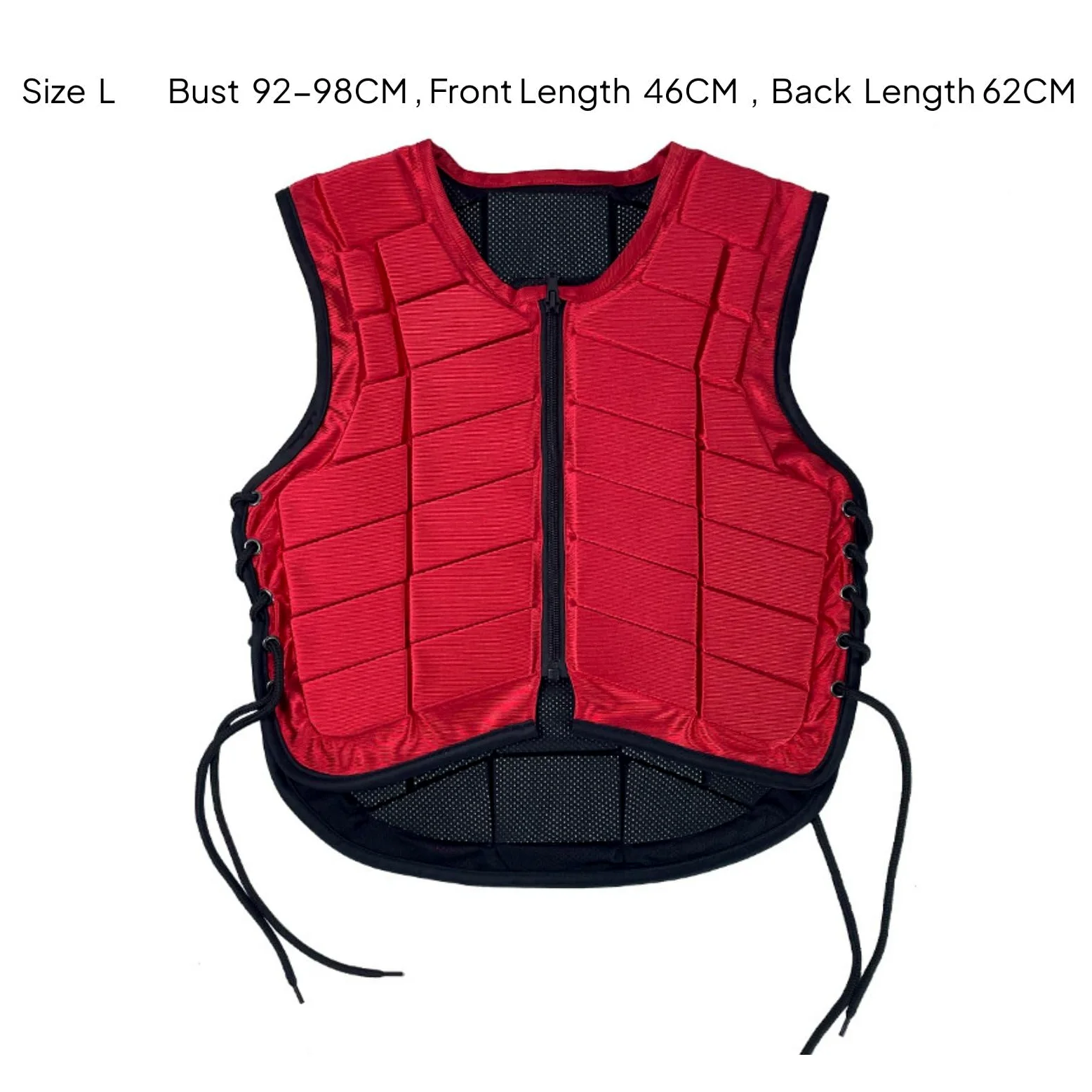 Chaleco Ecuestre con Protección contra Impactos Accesorio para Montar Caballos Chaleco Ecuestre con Lados Ajustables Malla Transpirable y Acolchado, Rojo, L