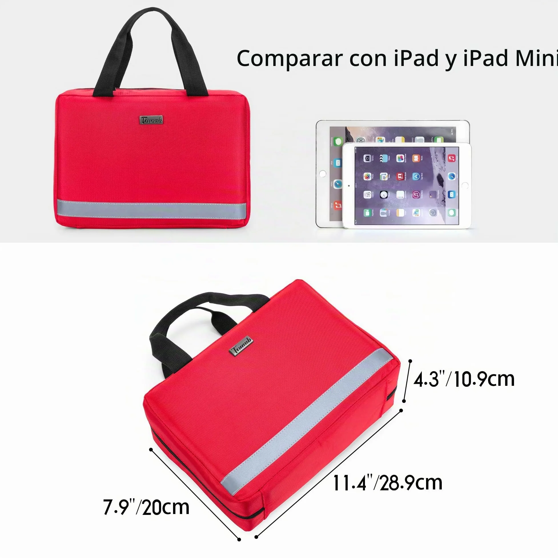 Trunab Botiquin de Primeros Auxilios Coche Rojo, Vacío, SÓLO Bolsa Bolsa de Farmacia, Caja Botiquín Casa Profesional para Kit de Emergencia, Ideal para Hogar, Camping, Viajes y Senderismo