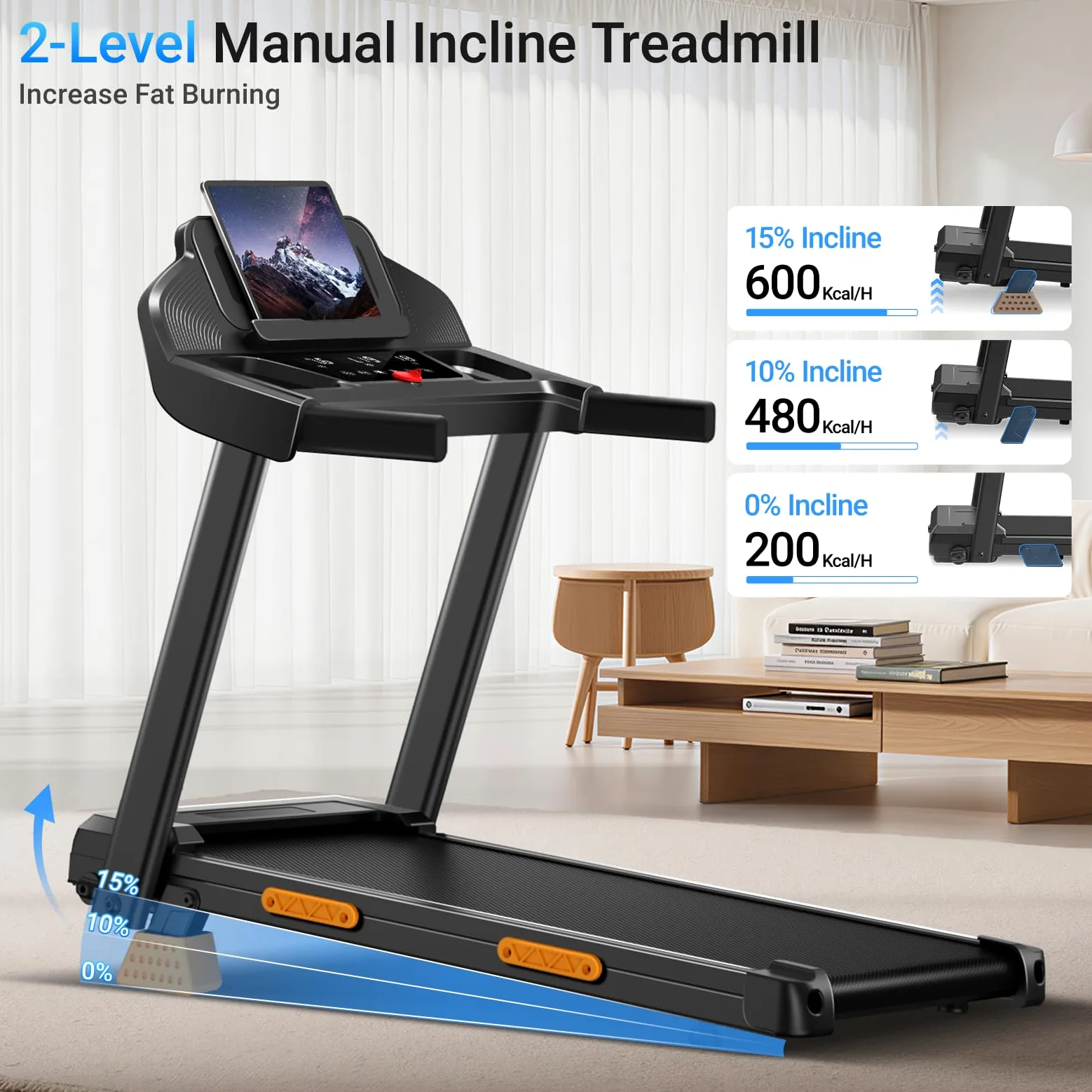 UMAY Cinta de Correr para el hogar, Plegable, 12 km/h, Cintas de Correr de 2,5 CV/1800 W con Monitor de frecuencia cardíaca, aplicación y Altavoz Bluetooth, Treadmill for Home con 12 programas de