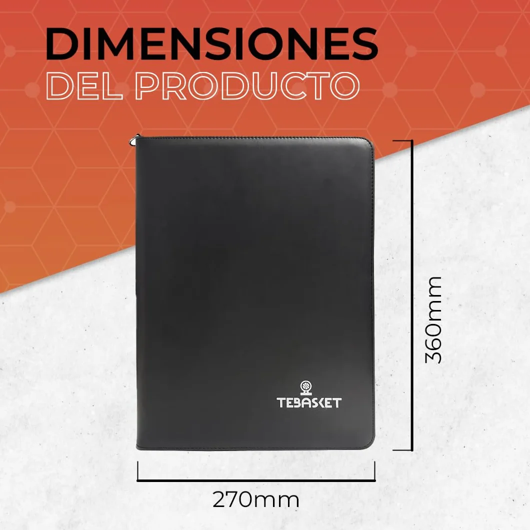 Carpeta de Entrenador de Baloncesto con Correa Bandolera, Pizarra, Rotulador, Silbato, Talón, Libreta y Reloj