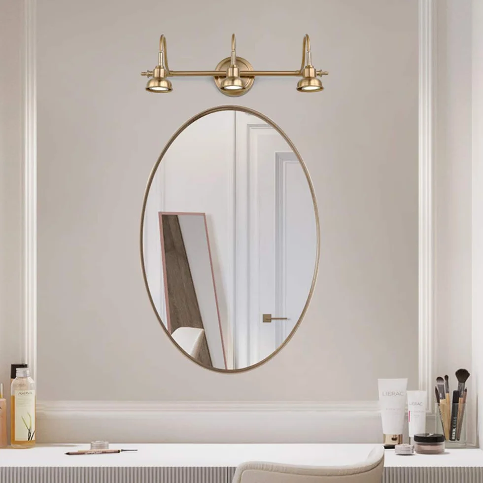 Lámpara LED Retro Antigua de Espejo de Baño, Aplique de Latón, 15W, D53cm, Luz Natural