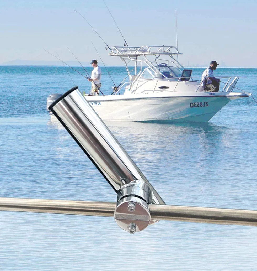 KAOLALI 2PCS Abrazadera para Soporte de Caña de Pescar, Soporte de Pesca de Acero Inoxidable, Carriles de Soporte de 18 mm a 26 mm Ideal para Barcos Yates