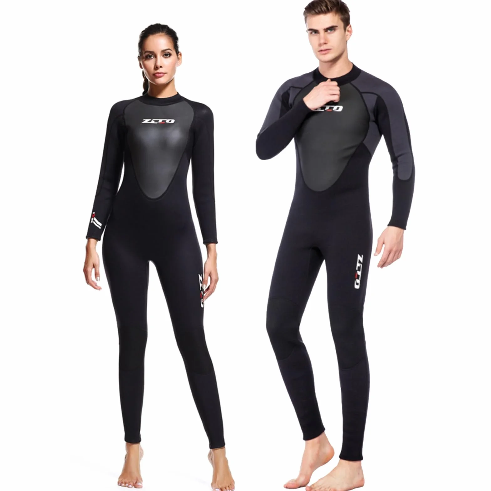 Traje de neopreno para hombre y mujer, 3 mm, manga larga, traje de neopreno con cremallera en la espalda, para pesca submarina, surf, esnórquel, piragüismo, buceo