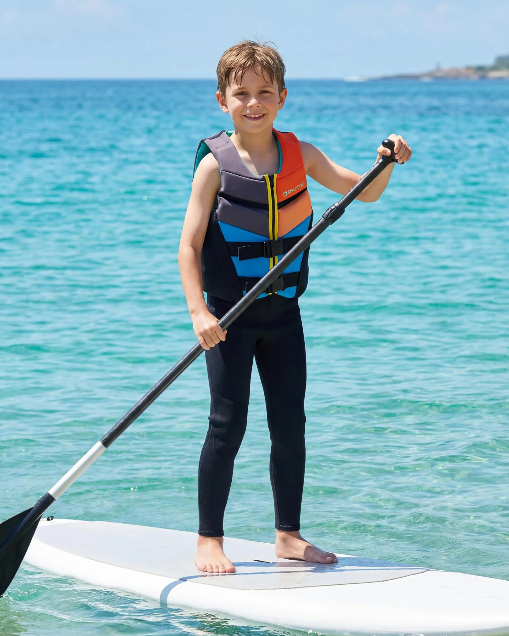Owntop Chaleco de Ayuda a la Flotabilidad para Adolescentes y Niños - Chaleco de Natación Juventud Unisex, Chaleco de Flotabilidad Ajustable con Hebillas de Seguridad para Pesca, Kayak y Vela