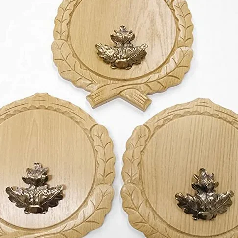 GTK Oferta 3 placas de cuña talladas de roble claro AF 19 cm con 3 hojas de roble, portada grande, tabla cuña, tabla de especias, cartel trofeo.
