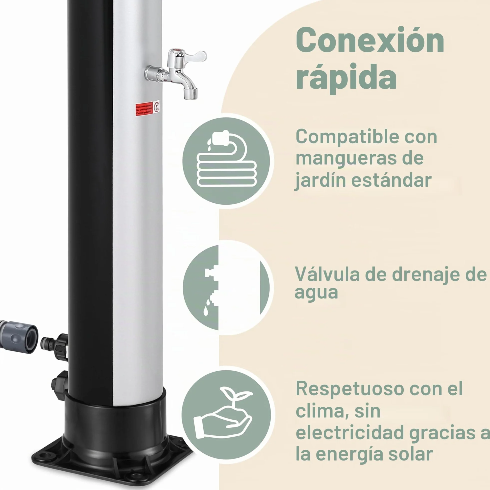 Monzana® Ducha Solar de Jardín 35L 216cm Piscina Cabezal Grande Ducha de Pies Agua Caliente 60°C