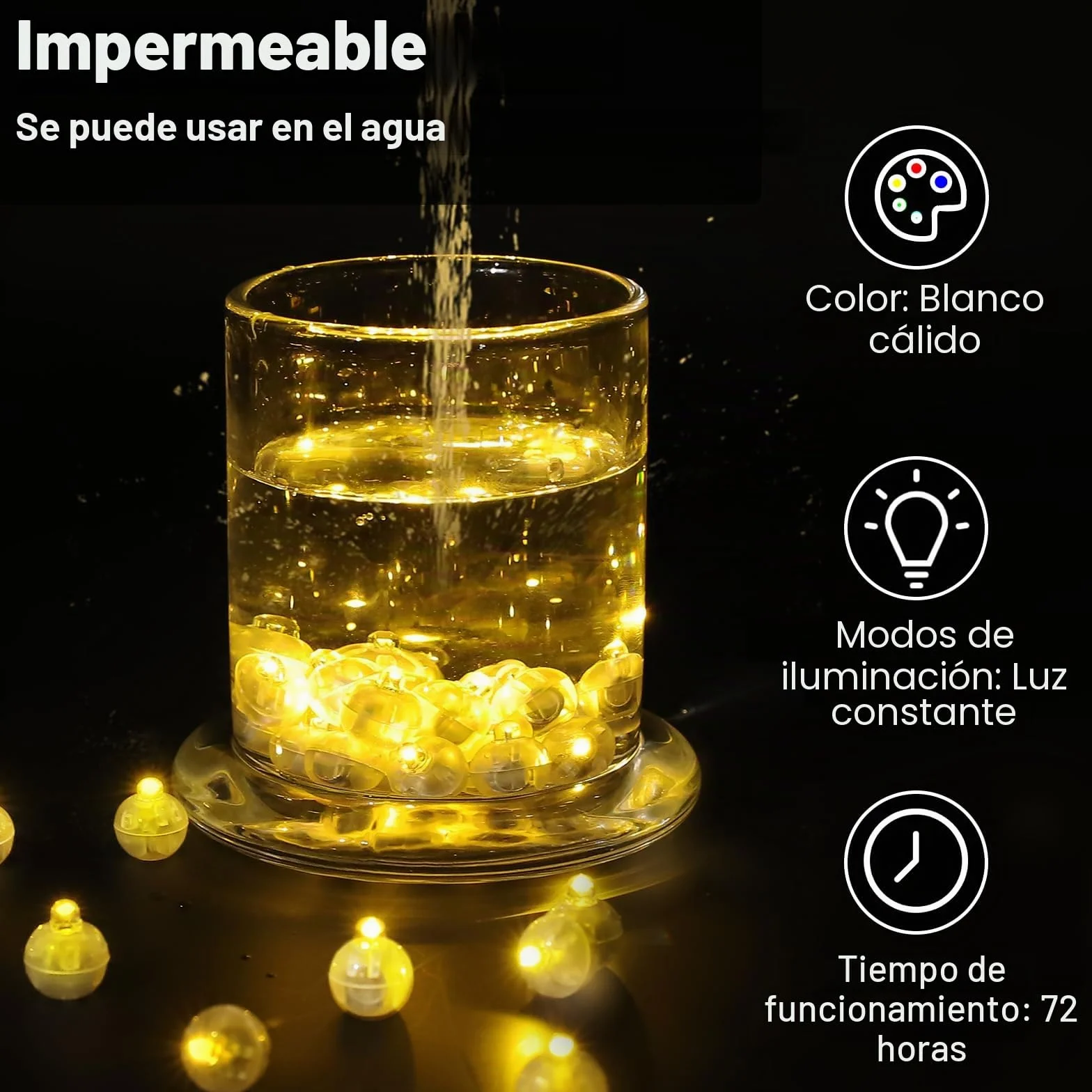 Mini Luces LED para Globos, 50 Piezas, Redondas, Navidad, Bodas, Cumpleaños, Halloween
