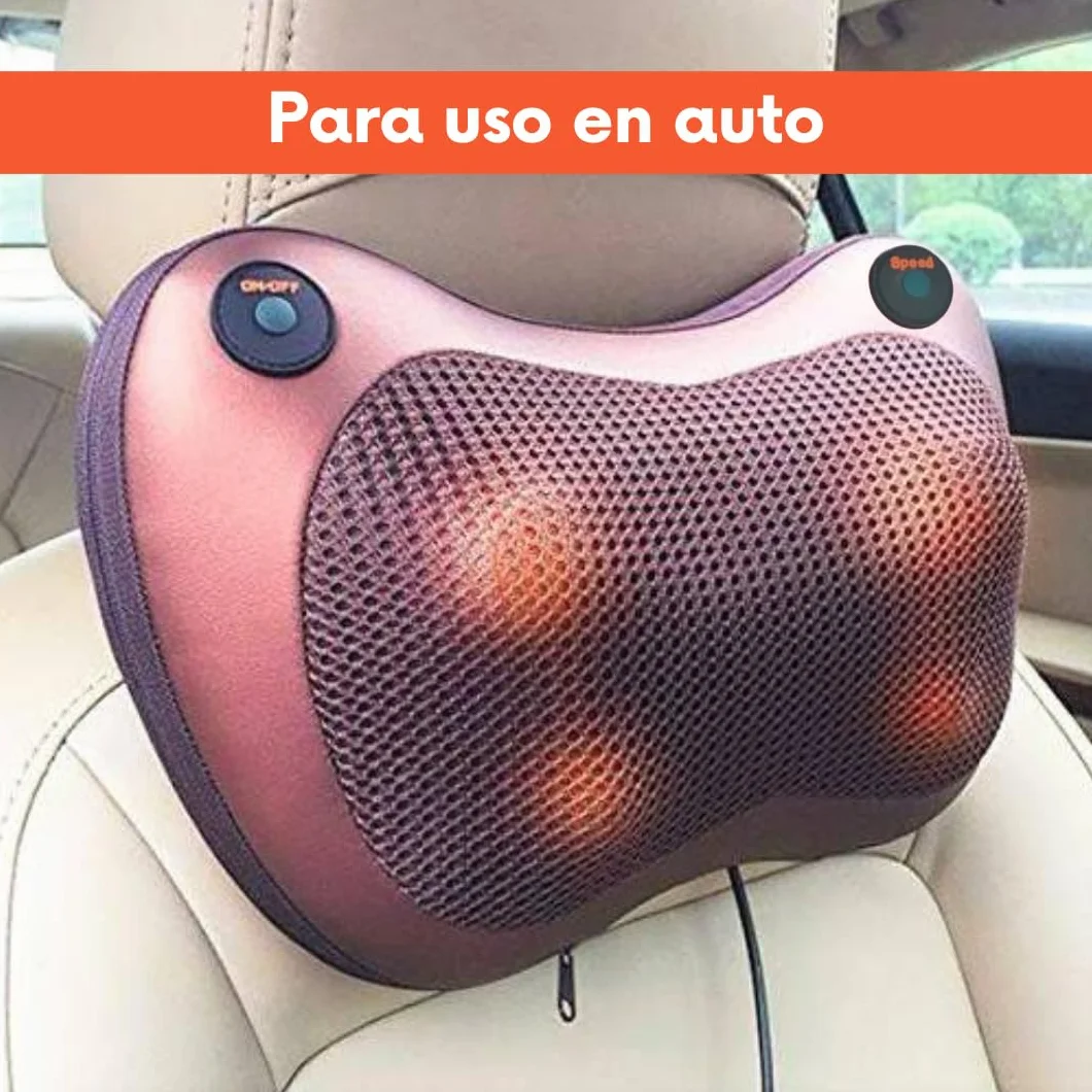 Masajeador Cervical y Espalda Almohada Eléctrica con Calor 8 Rodillos Bidireccional Regulable