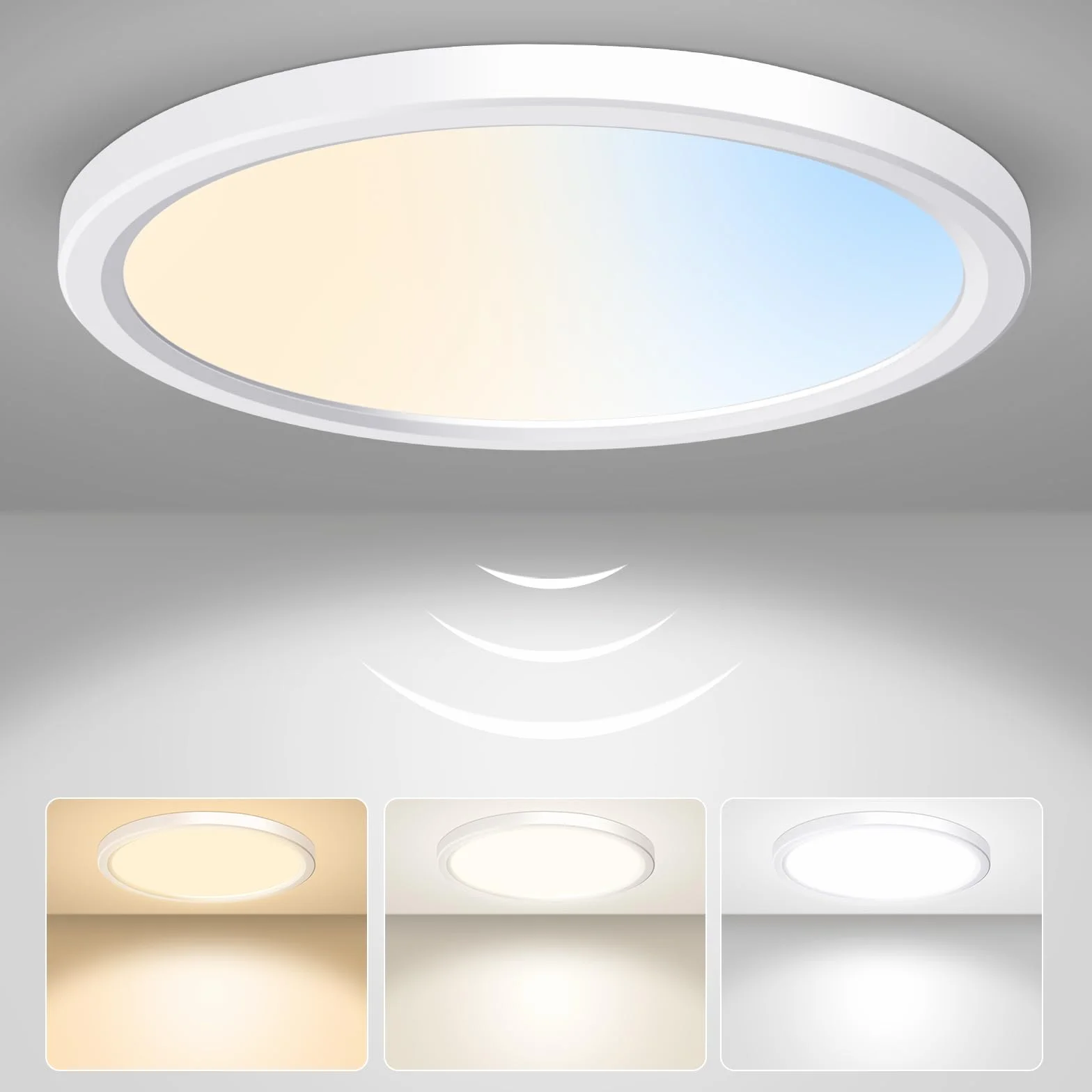 ALUSSO Plafon LED con Sensor de Movimiento Radar 18W 1600LM 3000K/4000K/6500K IP44 22cm