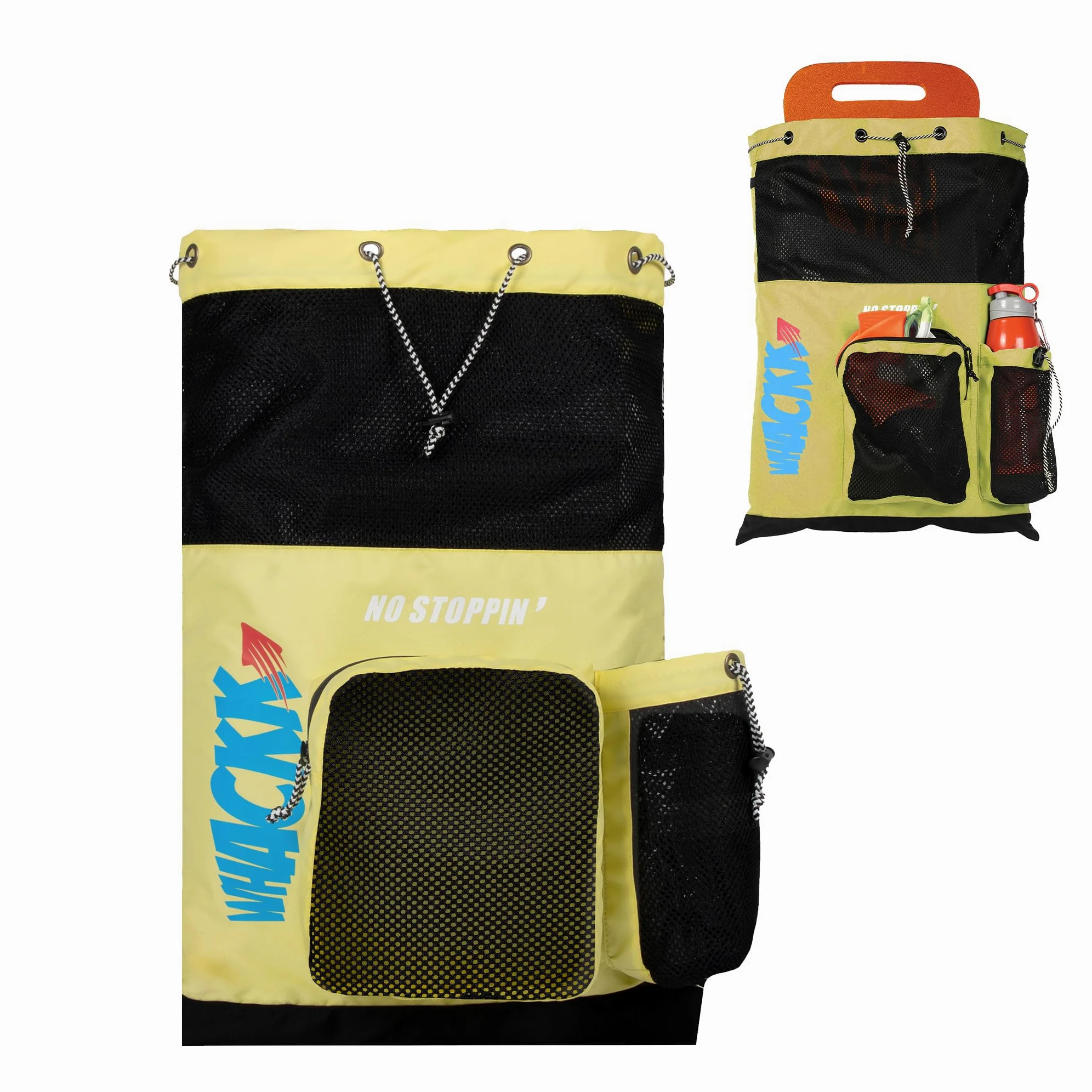 Whackk Aqua - Bolsa unisex para equipo de natación, deportes acuáticos, bolsas secas, bolsillo húmedo, accesorios, bolsa de playa, equipo de gimnasio, mochila con cordón, bolsa de netball, bolsillo