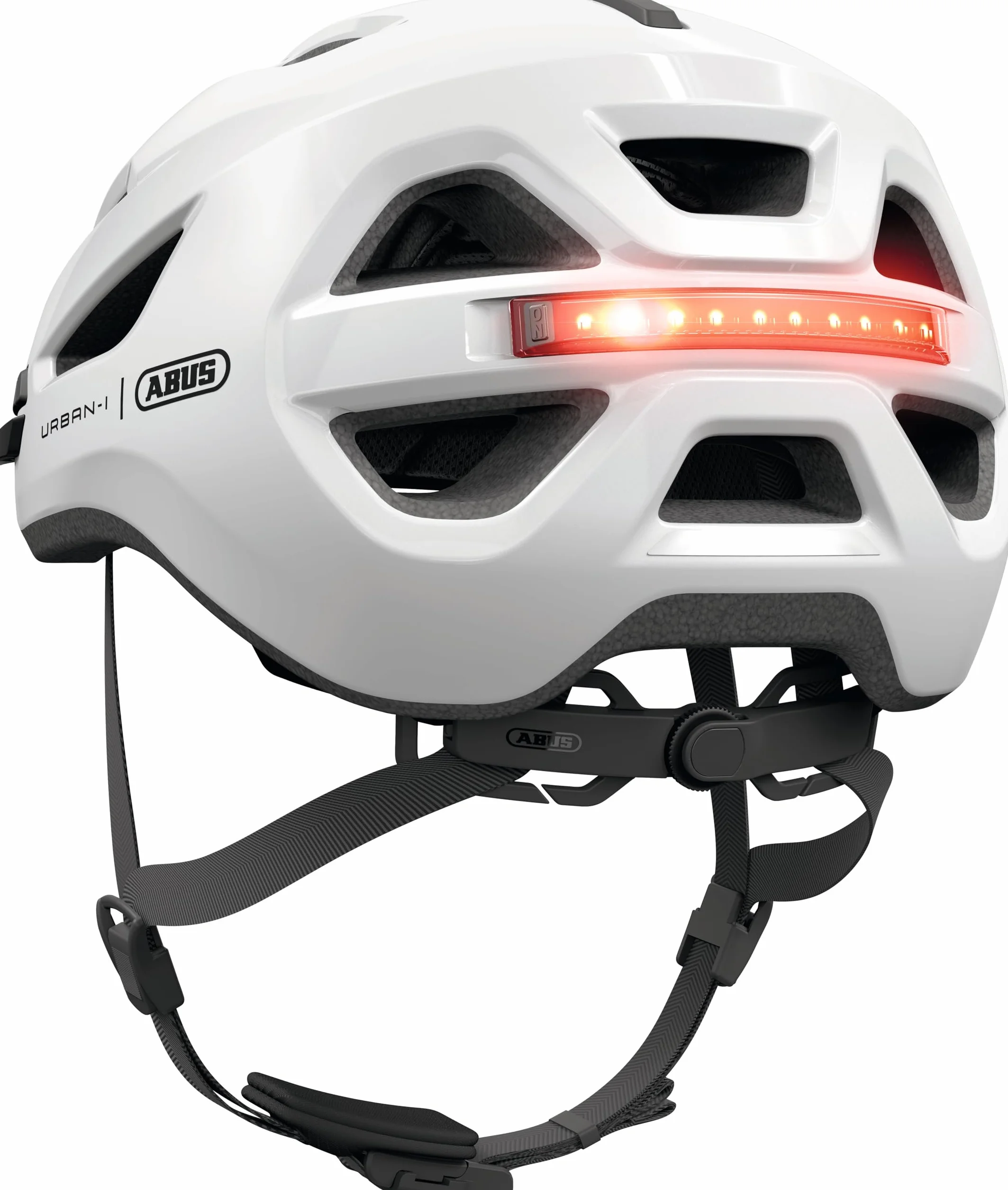 ABUS Urban-I 4.0 - Casco de Bicicleta con luz Trasera Recargable, 2 Modos de luz, Paraguas, Apertura de Trenza y Cierre magnético, para jóvenes, Mujeres y Hombres