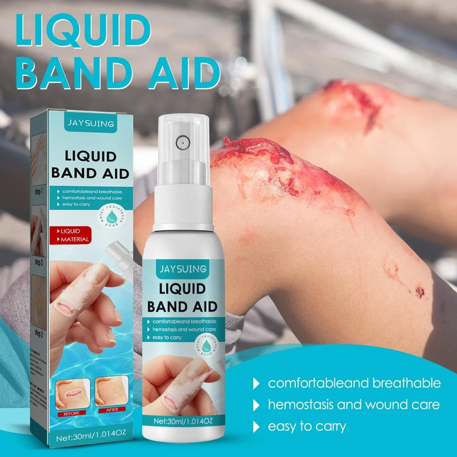 Yeso Líquido Bandage Spray 30ml Impermeable Transpirable Secado Rápido Película Protectora Heridas