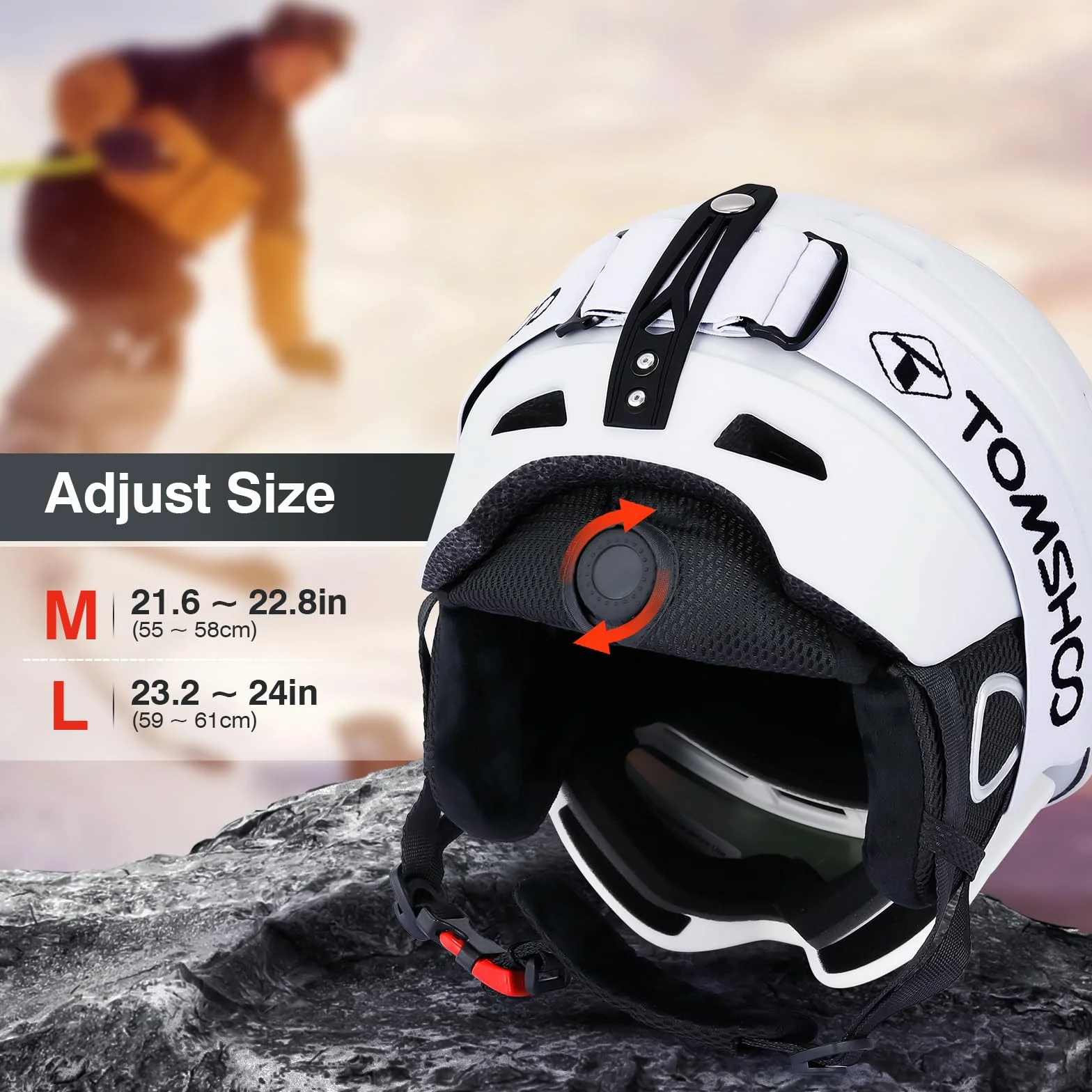 TOMSHOO Casco de Esquí y Gafas de Esquí Set, Orejeras, Ventilación, Forro Extraíble Unisex