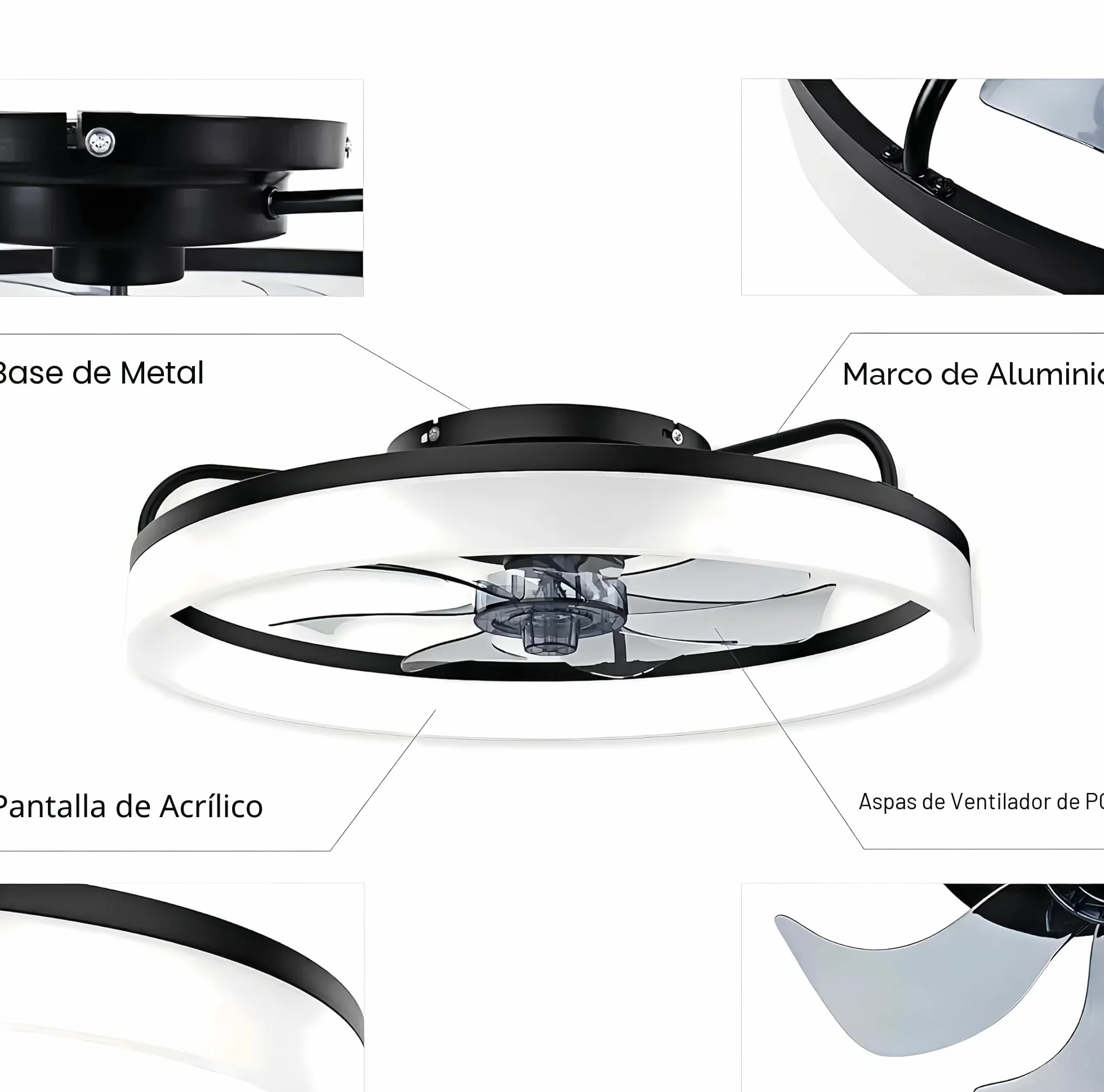 Ventilador de techo 48W 50cm con luz LED regulable mando a distancia 6 velocidades