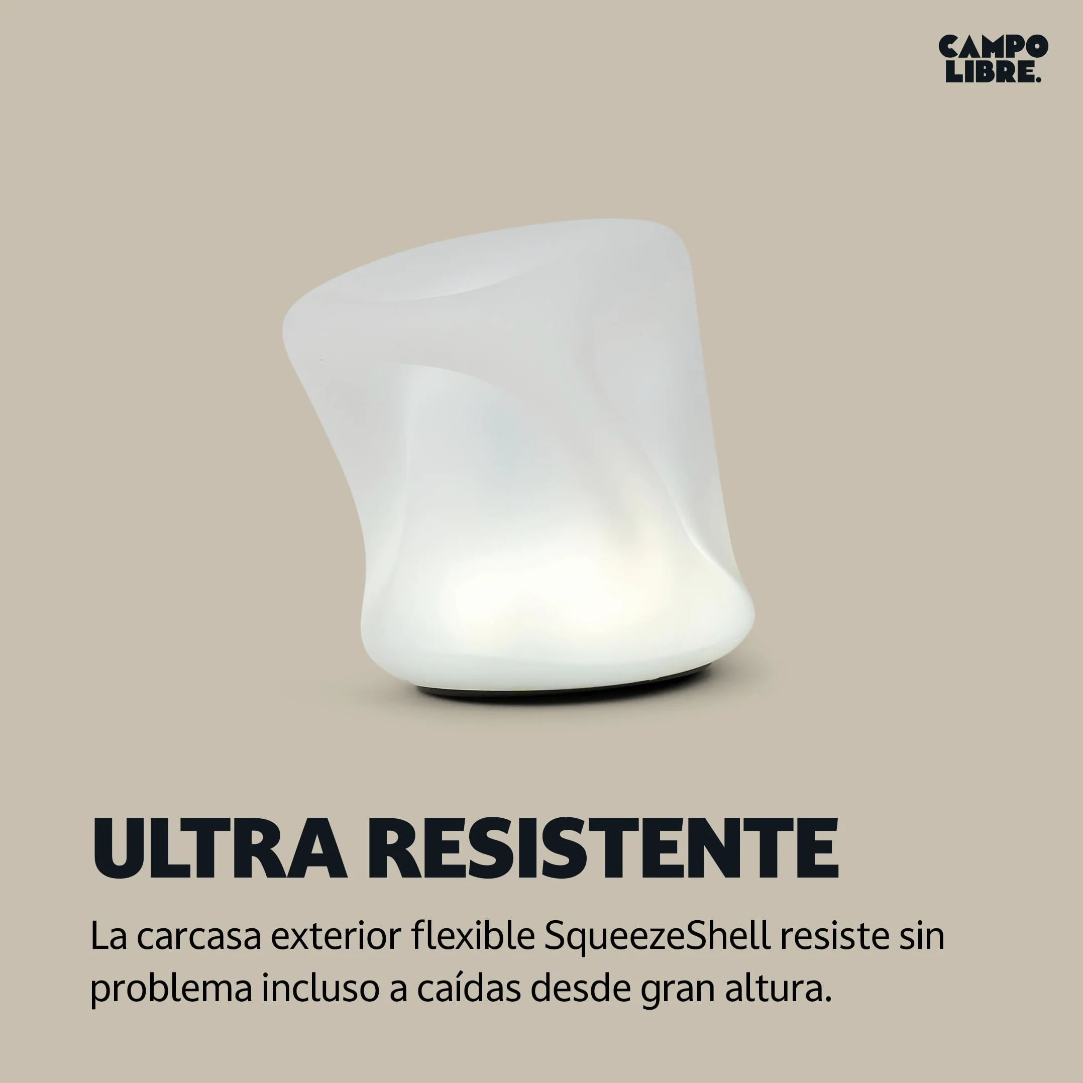 Campo Libre.® LENI Lampara Recargable – Luz Exterior con Asa Flexible, Luz Camping Regulable, Linterna de Mesa IPX4, 200 h de Autonomía, SqueezeShell irrompible, Carga USB-C, Rectángulo, Azul