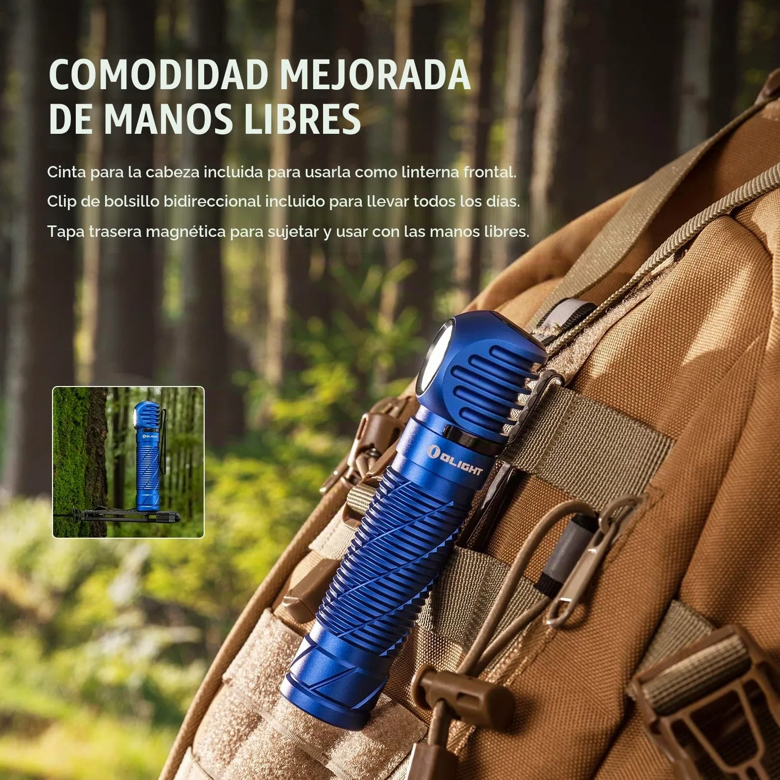 OLIGHT Perun 2 Linterna Frontal Recargable 2500 Lumen 12 Días Máx 166 Metro | Cabeza Frontal LED Alta Potencia 5 Luz Modos Blanco y Rojo Regulable, 150 Metros, Impermeable IPX8, Trabajo, Camping, Azul