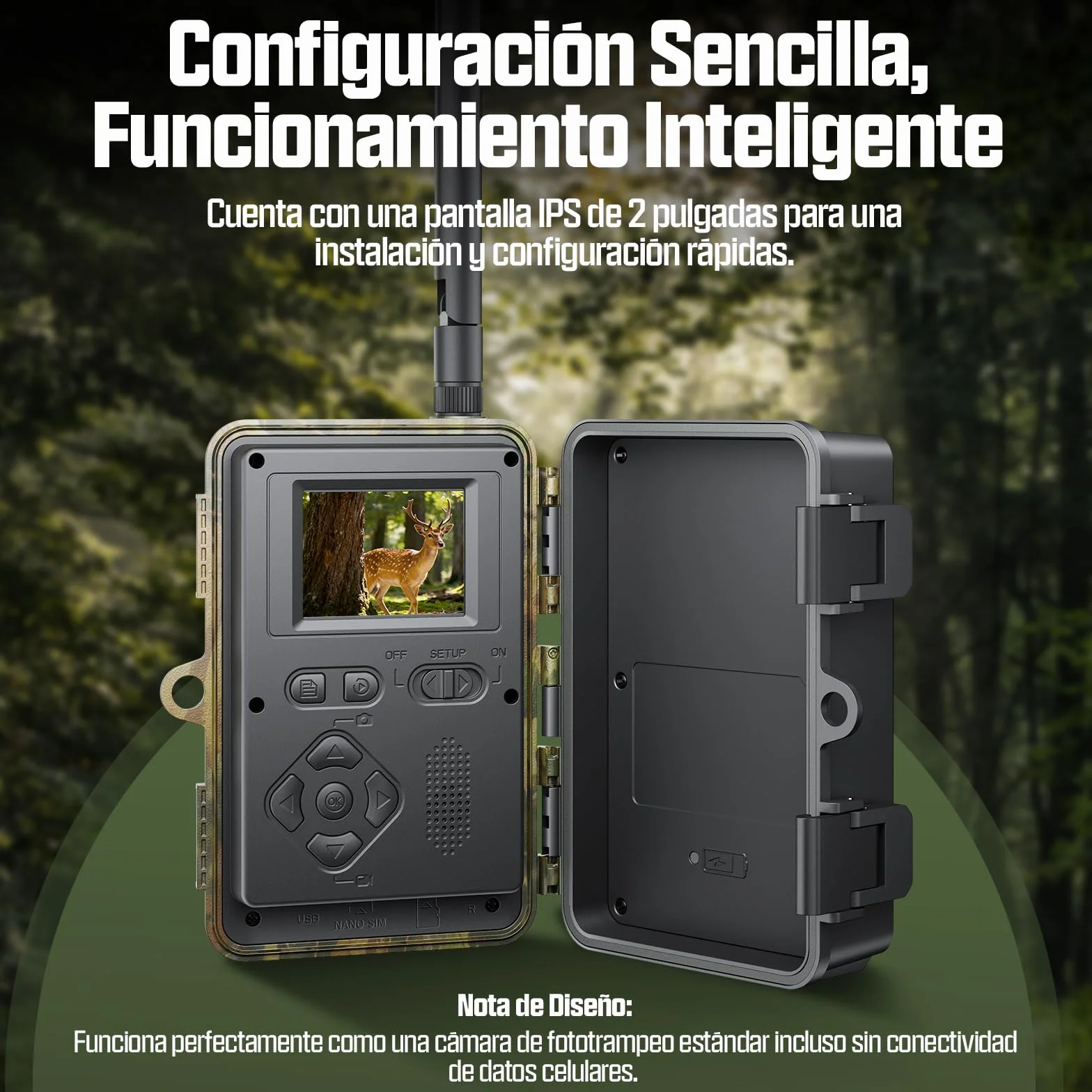 CEYOMUR 4G LTE Cámara de Caza Solar con SIM y TF 64GB, 48MP Cámara Fototrampeo Nocturna con Live View HD, Batería 5200mAh, Alertas al Móvil y Control por App, Detección de Movimiento 0,2s, IP66