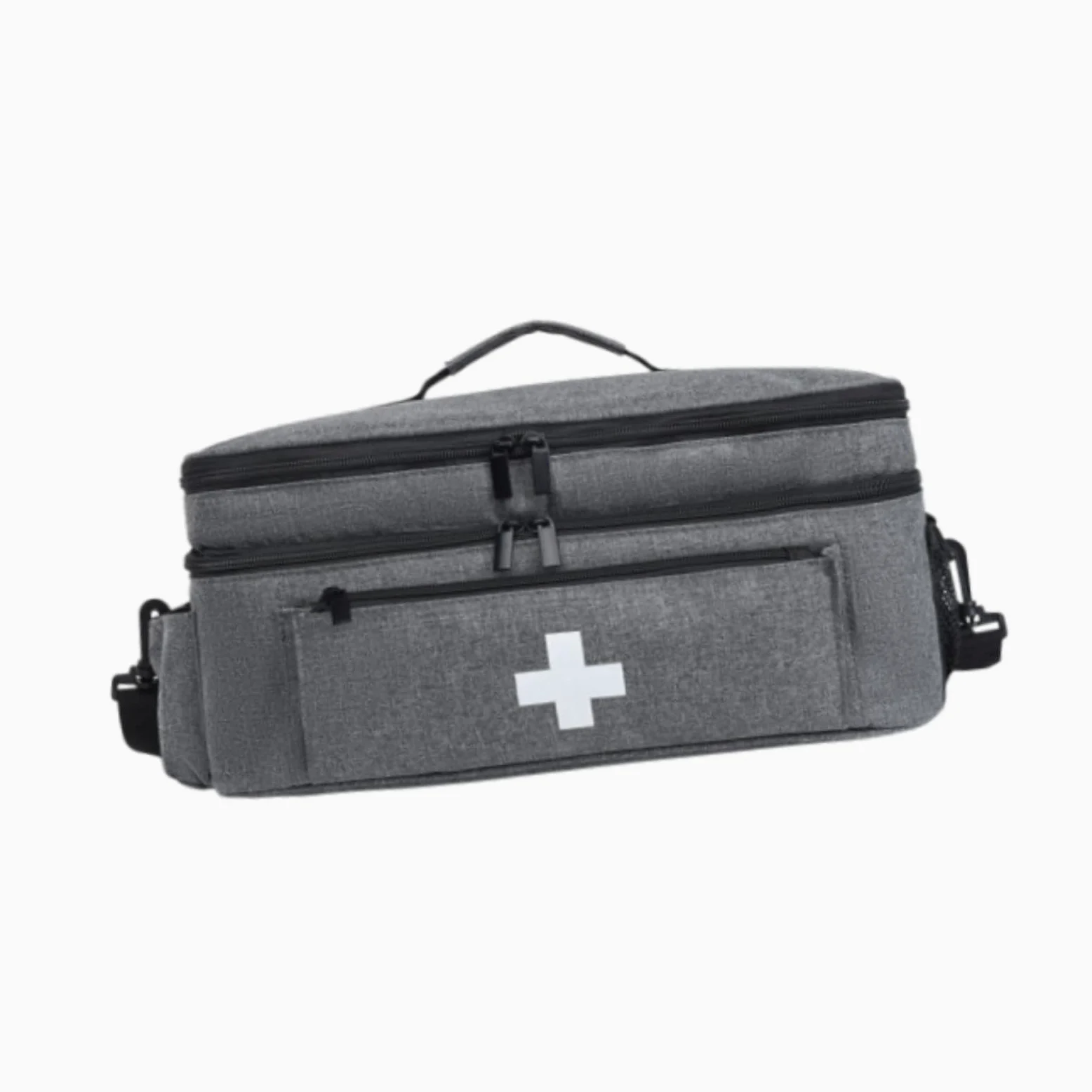 Bolsa de primeros auxilios, bolsa de almacenamiento vacía, cremallera suave, bolsa de emergencia, kit de emergencia, organizador para exteriores, hogar, senderismo (gris)