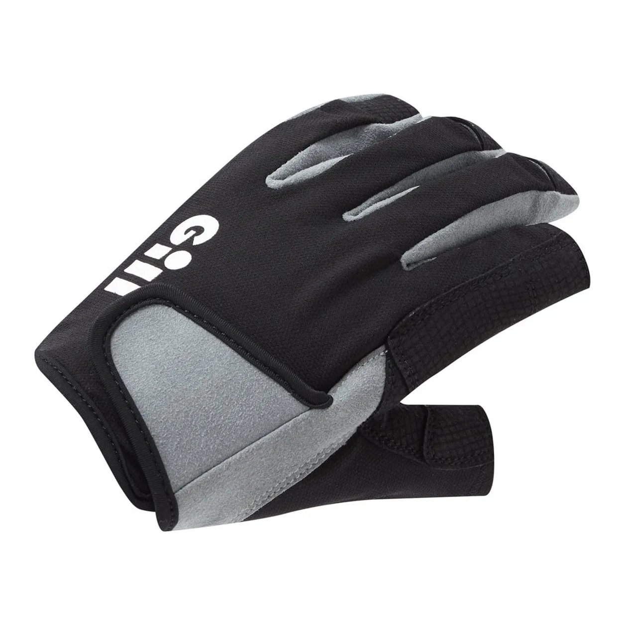 Gill Guantes de Vela para Marineros de Cubierta - Dedo Largo con índice y Pulgar Expuestos - Protección Solar UV 50+ y Repelente al Agua para Unisex Adultos Negro XL