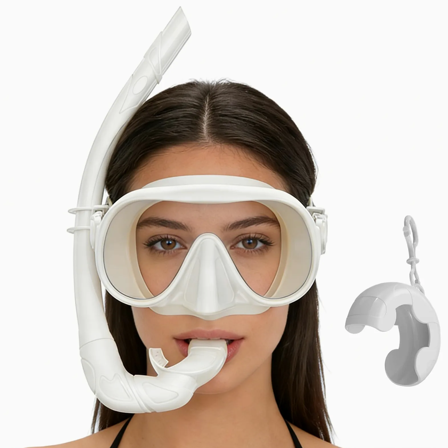 Conjunto de Tuba para Adultos Máscara Gran Angular Antiniebla | Con caja de almacenamiento y correa ajustable, plegable para el aprendizaje de natación, viajes isleños, deportes